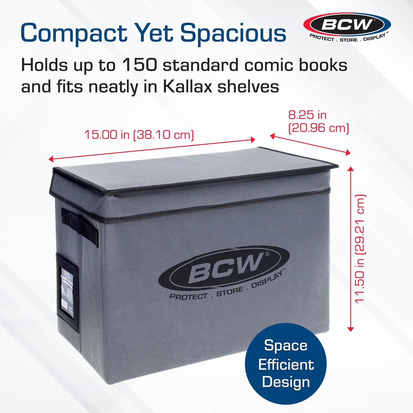BCW Comic Book Storage Box - 2 ct | Foldable Case | Each fits 125-150 Sleeved and Boarded Comic Books | Comic Book Storage For Silver, Bronze, and Current Comics (2 Pack, Gray)