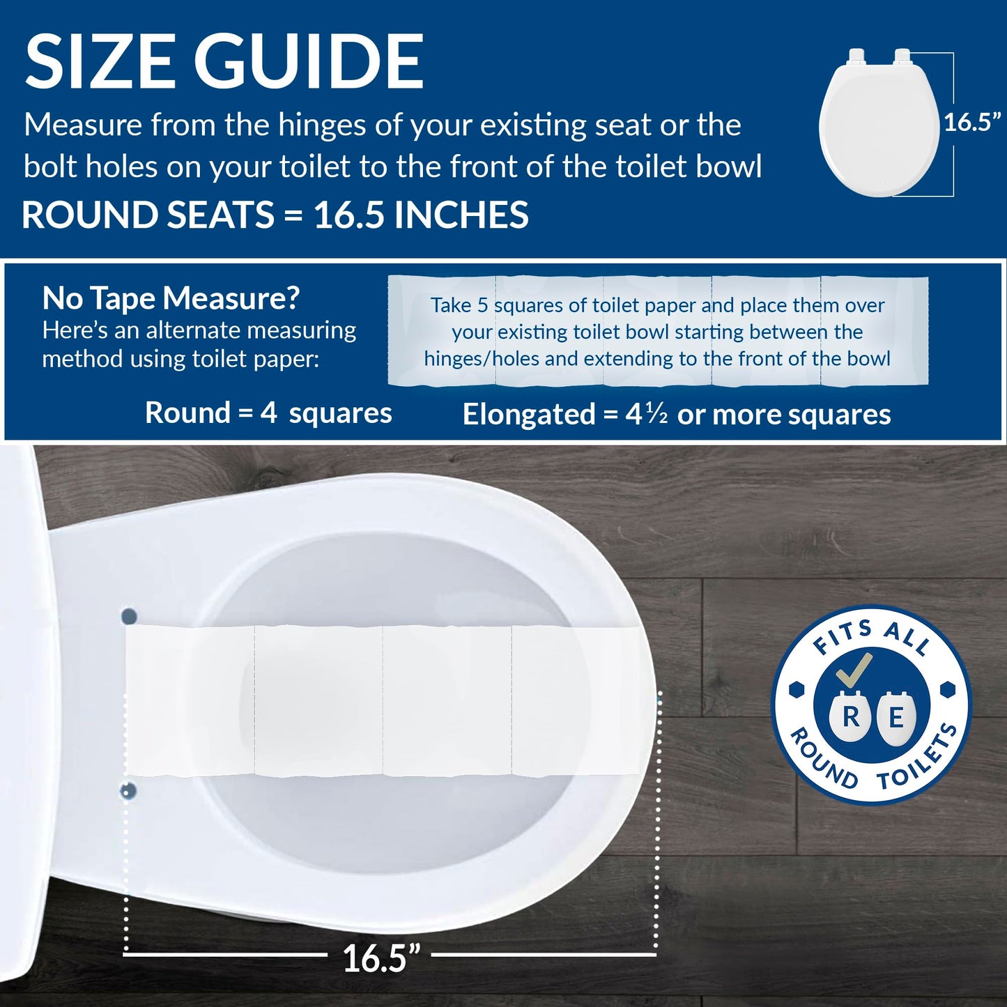 Mayfair Caswell Modern Slow Close Toilet Seat, Durable Plastic Seat, Made in USA, Round, White