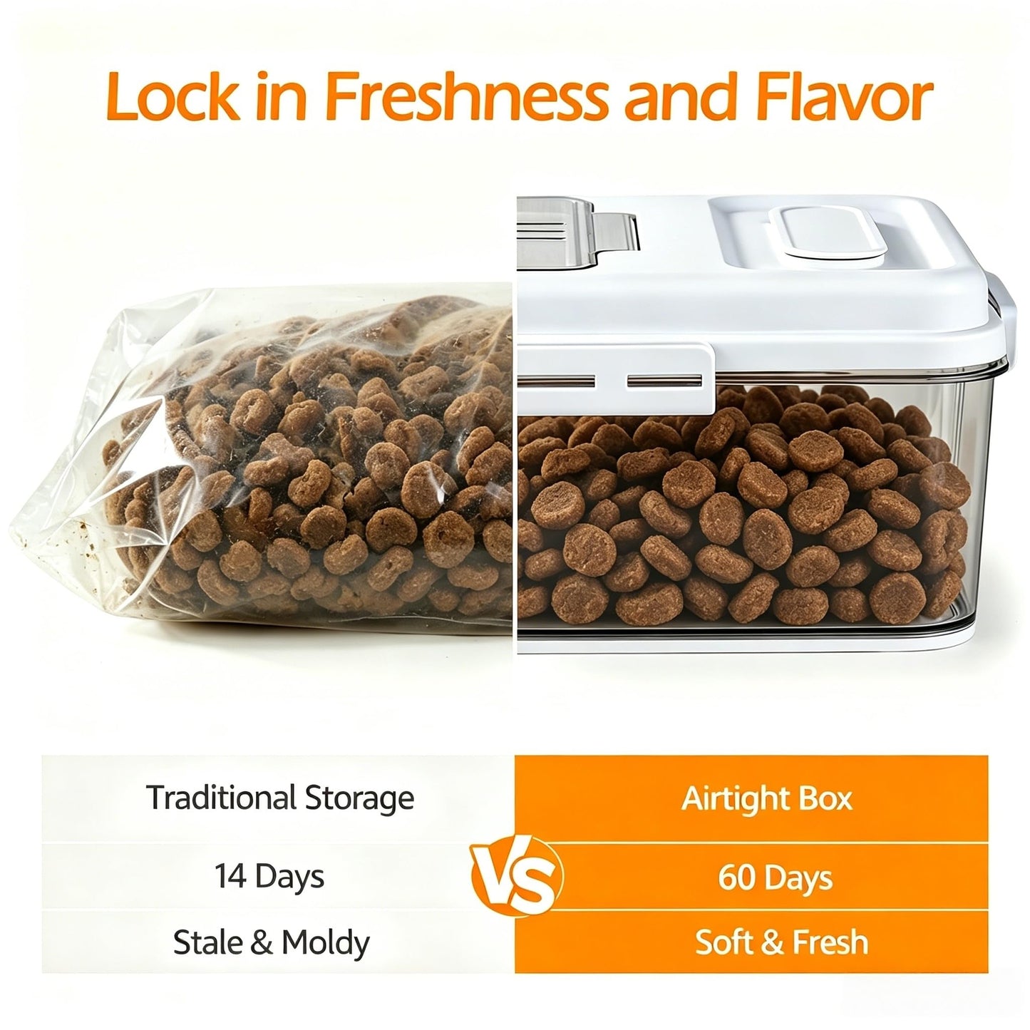 Dynta Dog Food Storage Container, 2 Pack, Airtight Seal for Freshness, Time Recording Bread Containers with Lidfor Freshness for Dog Cat, Rice, Flour