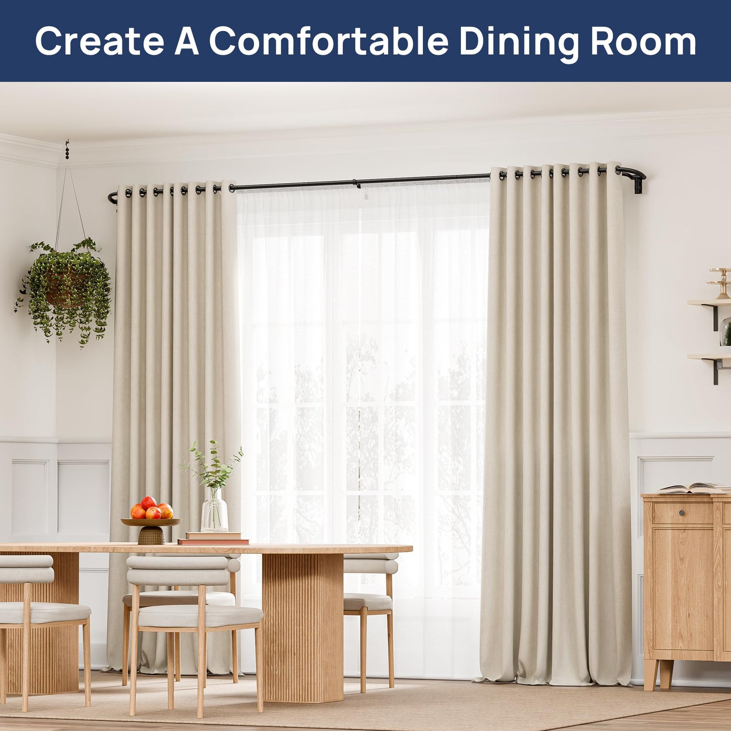 ENJOYBASICS Double Curtain Rod，Blackout Wrap-Around Curtain Rods for Windows 66 to 120 Inch for Room Darkening Curtains，Adjustable from 32 to 129 Inch, Matte Black