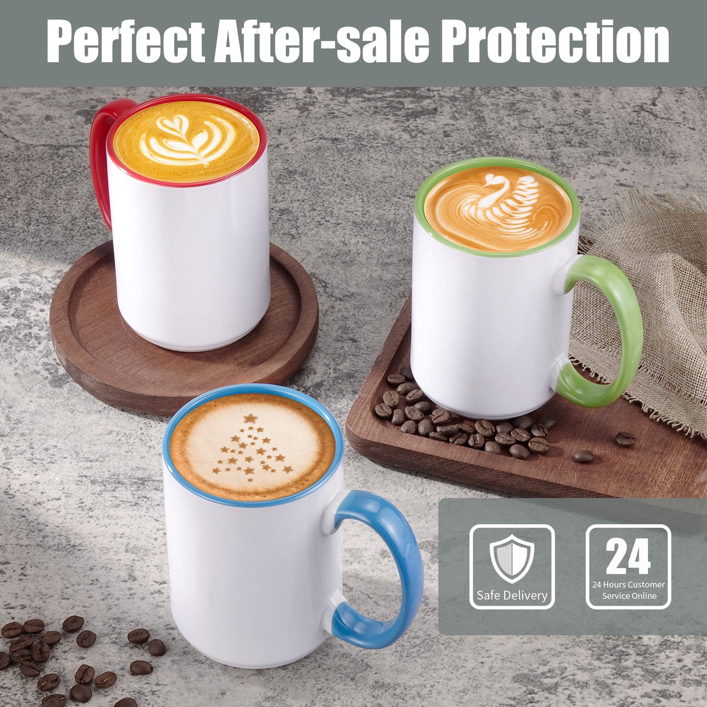 Sublimation Mugs 15 oz Set of 12 Bulk Coffee Mugs with Box Sublimation Blanks Tazas Para Sublimar Coffee Cups 6 White and 6 Black