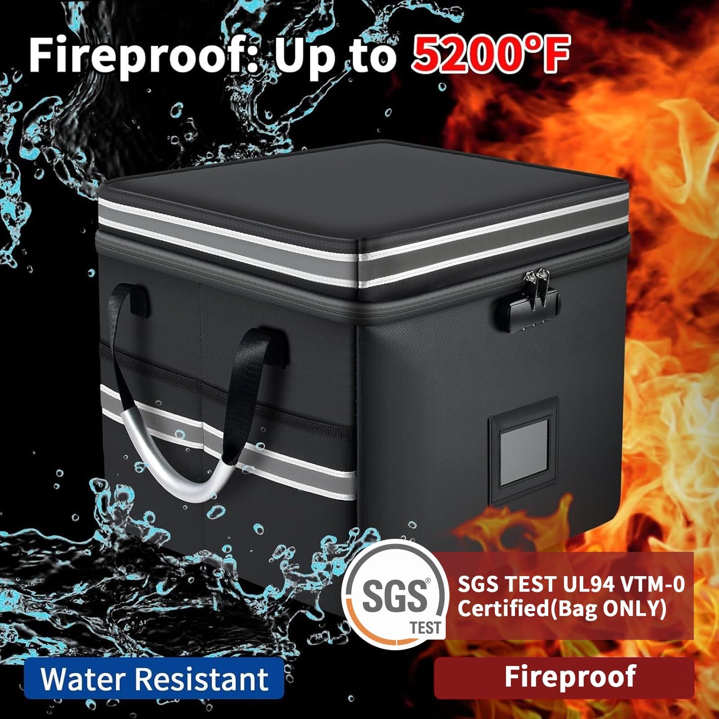 5200°F Upgraded Fireproof Document Box & Fireproof Expanding File Folder, 2 Layer File Cabinet Organizer with Lock,Collapsible Water Resistant Storage for Hanging Letter/Legal Folder Home Office-60L