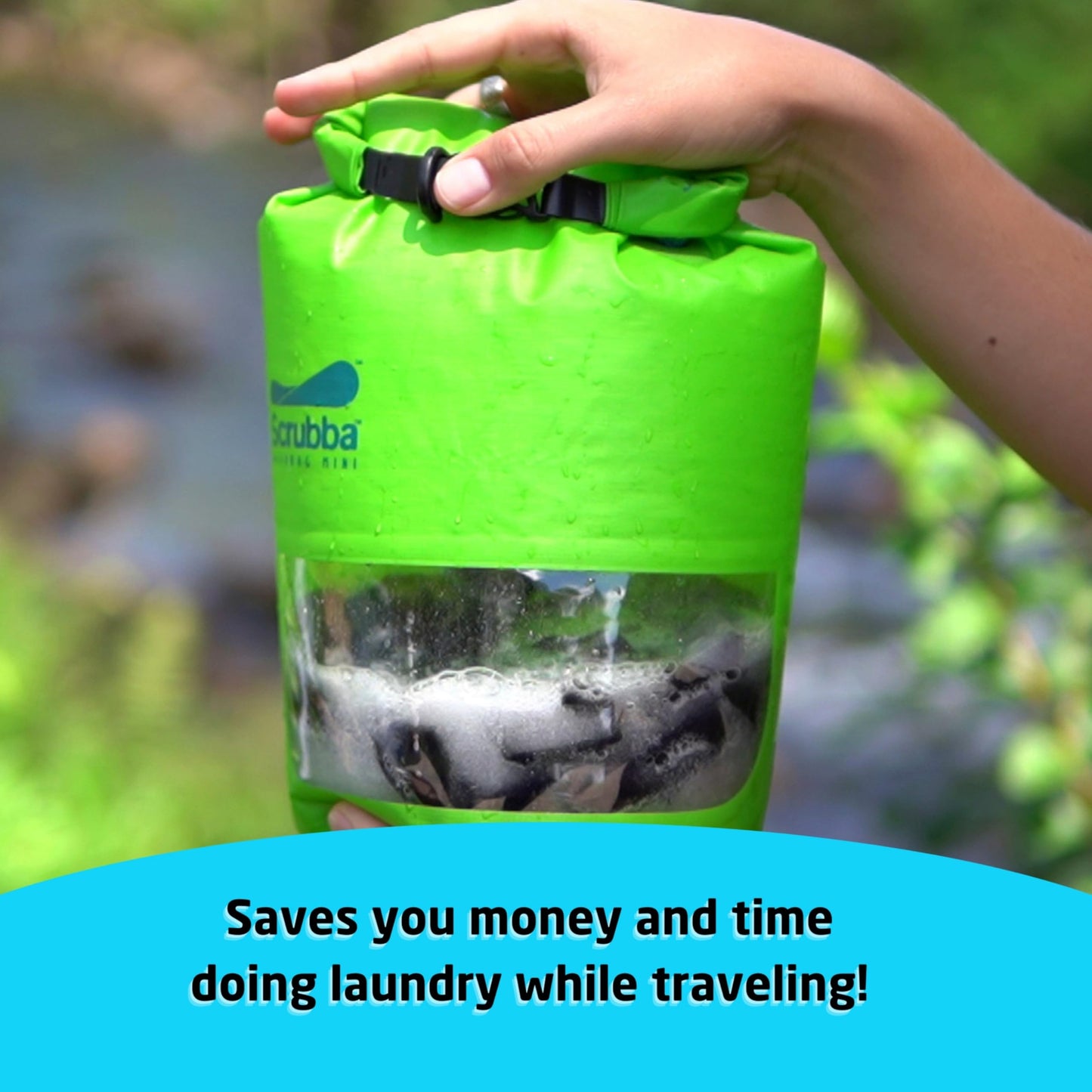Scrubba MINI Wash Bag - Patented Washboard-in-a-Bag™ Ultra-Light Portable Manual Washing Machine for Travel, Camping, Backpacking & Cruise - Pack Light, Wash Clothes Anywhere in Minutes (3.0 oz)