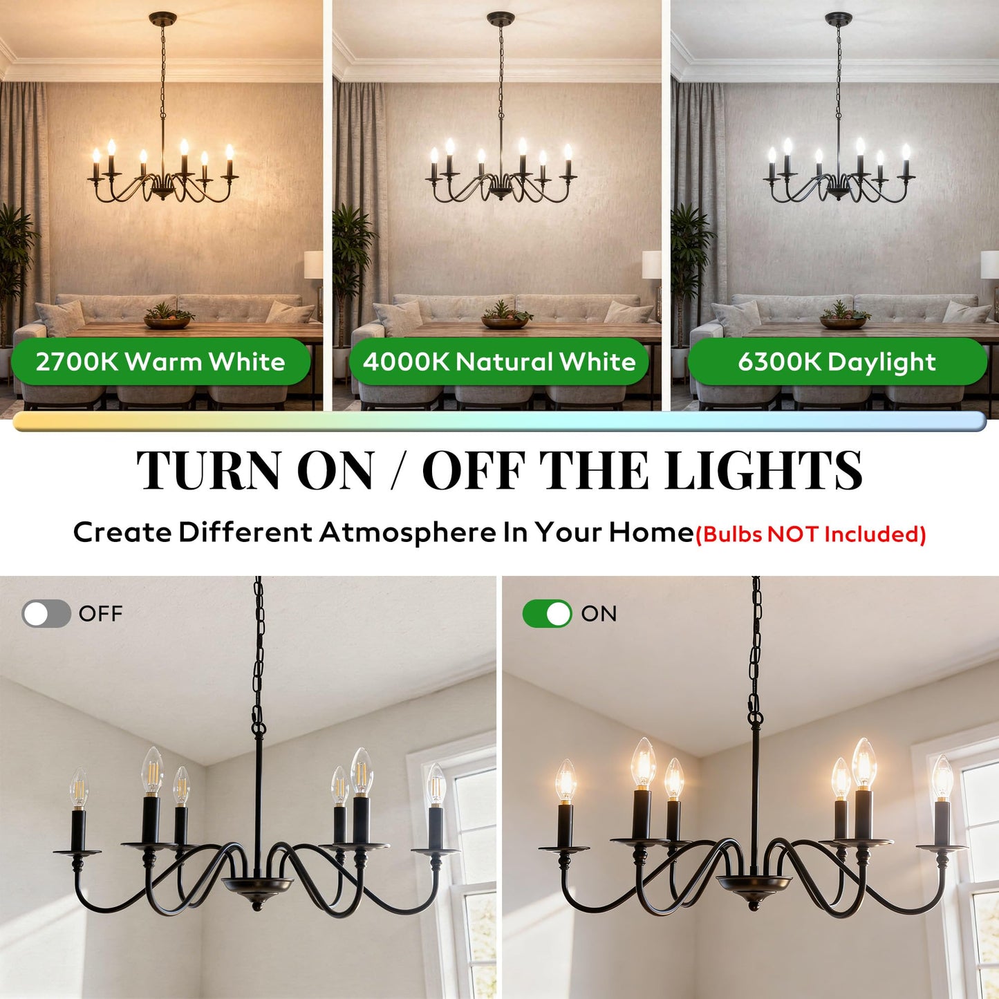 Phaosio Black Chandelier, 6-Light Farmhouse Candle Chandelier 29'', Rustic Industrial Hanging Light Fixture for Dining Room, Kitchen Island, Living Room, Entryway, Bedroom, Foyer