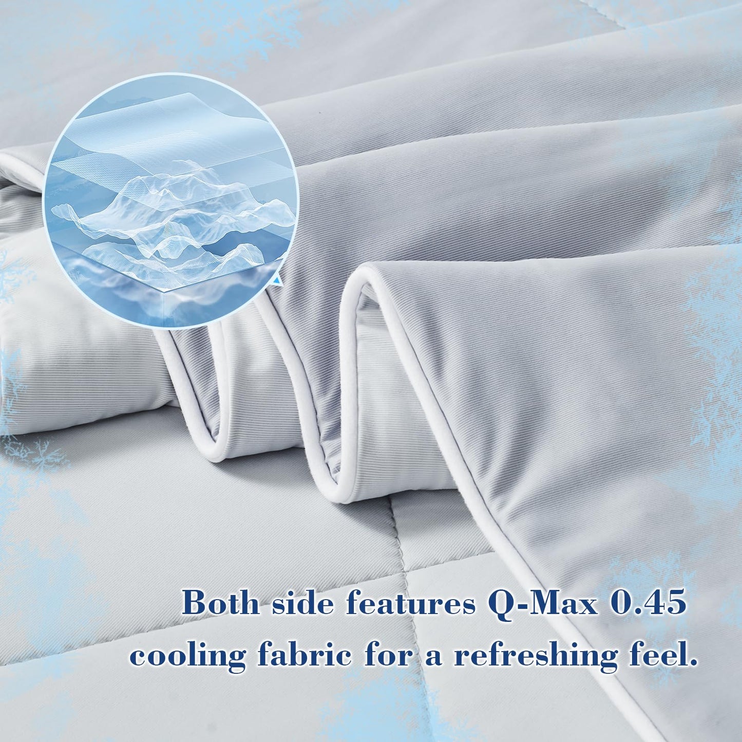 EMME Cooling Comforter Queen Size, Double Sided Cold Fabric Cooling Blanket for Hot Sleepers, Q-Max>0.45 Breathable Summer Quilt for Night Sweater, Lightweight Duvet Insert (Grey,90 x 90)