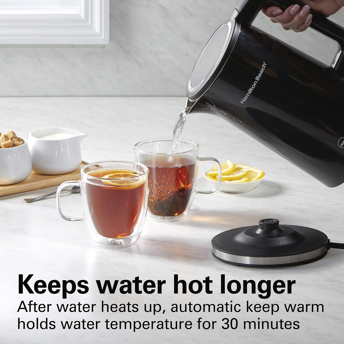 Hamilton Beach Digital Temperature Control Electric Tea Kettle, Hot Water Boiler & Heater 1.7L, 5 Preset Modes + Keep Warm, Fast Boil 1500 Watts, BPA Free, Cool-Touch Exterior, Black (41033)