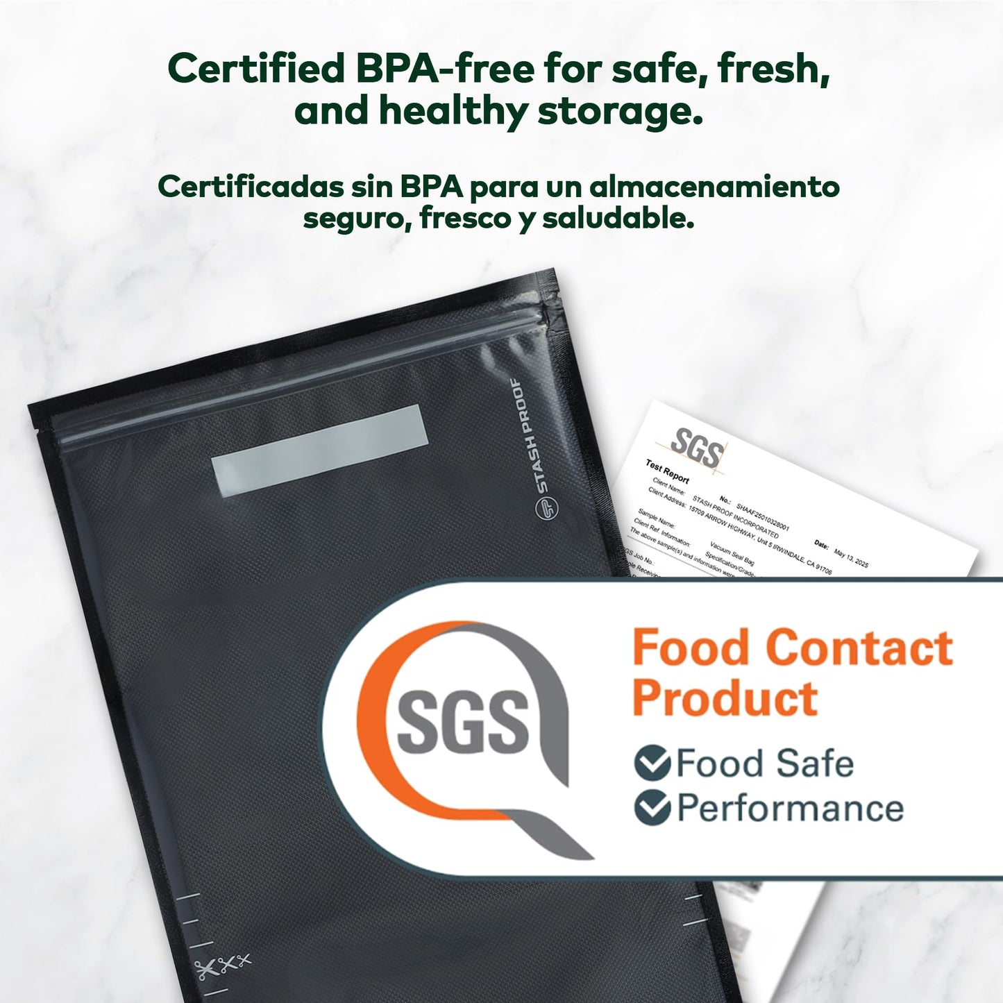 Stash Proof Resealable Zipper Vacuum Seal Bags 11" x 24" (50 Count) 5.5 Mil (Black and Clear) - BPA Free Commerical Grade Food Saver for Storage, Sous Vide, and Meal Prep Sealer Bag