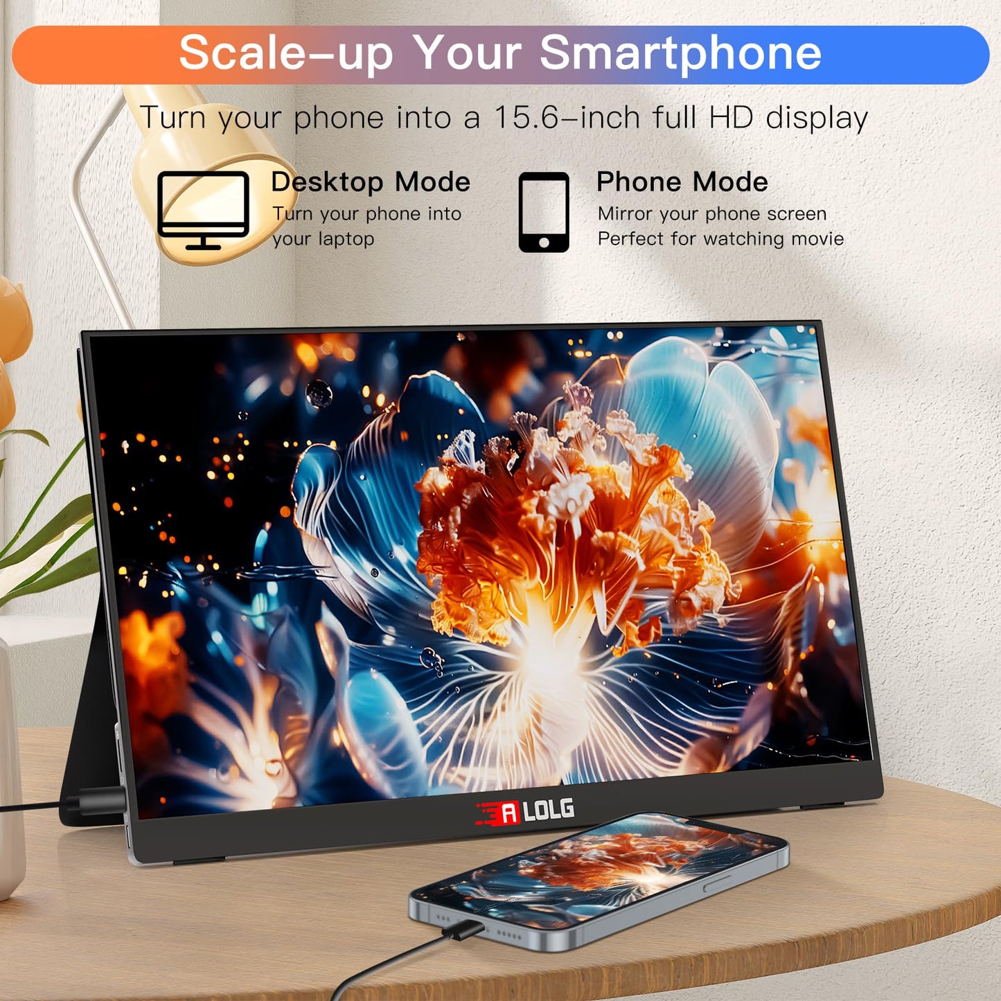 13.5''Portable Monitor for latop ,2K FHD 60HZ Laptop Monitor Screen,USB-C and HDMI Inputs, Ultra-Slim IPS Panel with HDR and Premium Smart Cover & Speakers for Laptop,PC,Phone,PS4/5,Switch,Mac,Xbox