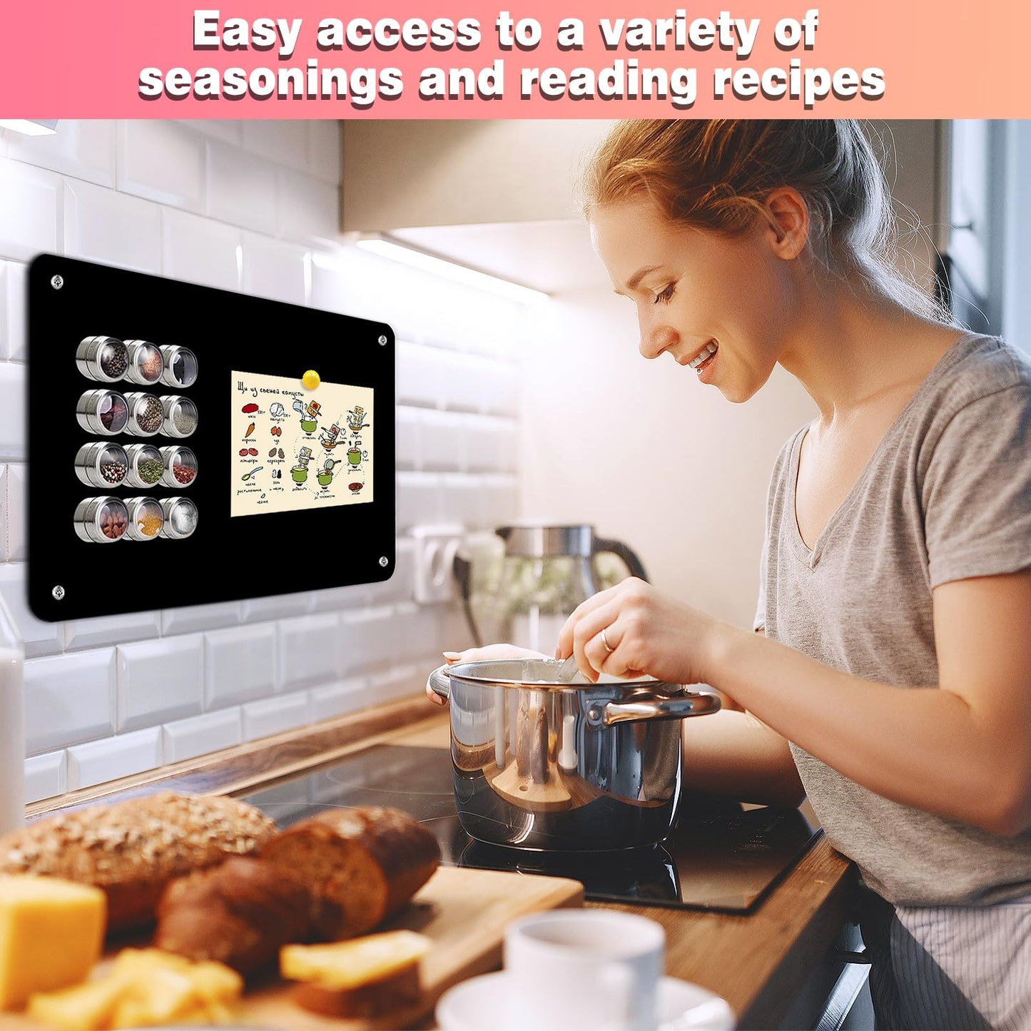 4 Pack Black Magnetic Board,17.5" x 11.4" Magnet Bulletin Board to Display Magnetic Notes, Poetry, Photos, Suitable for Wall, Refrigerator, Cabinet etc, Come with 16 Plastic Anchor Bolts and Screws