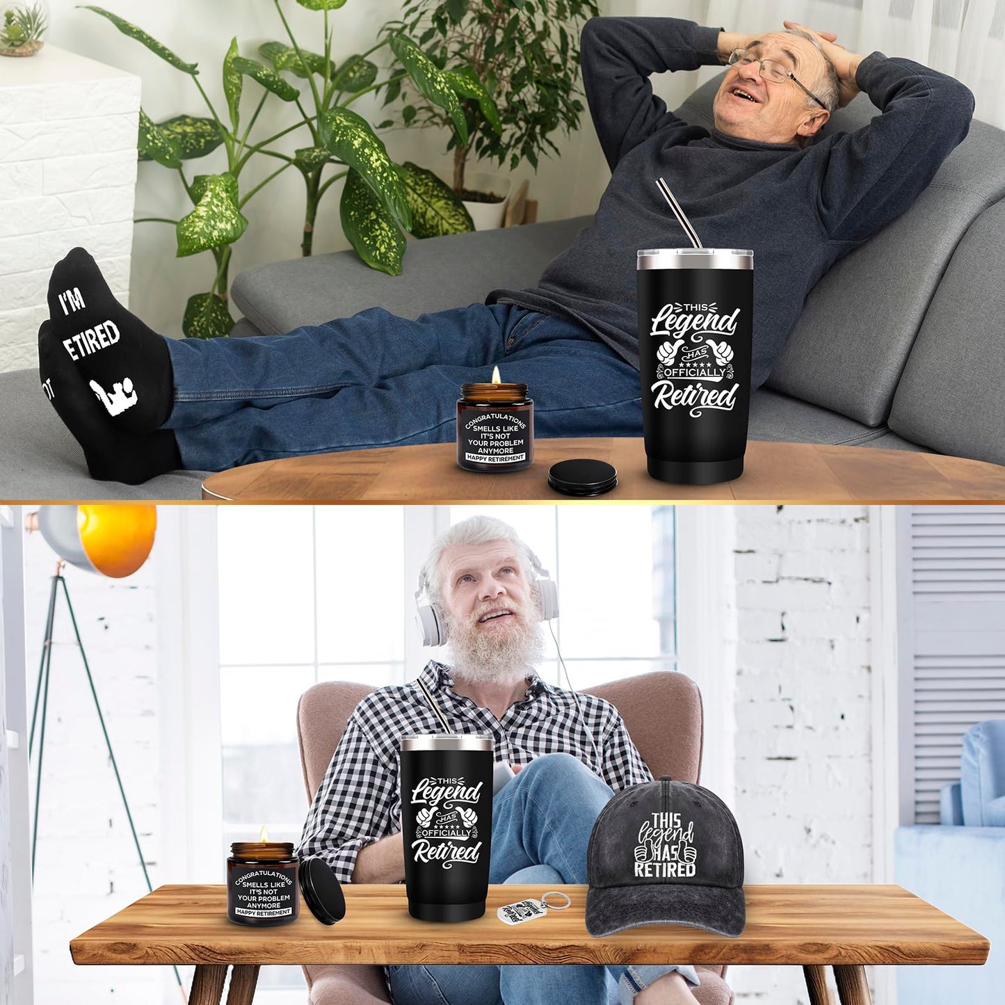 SIXVALA 10 Pcs Retirement Gifts for Men 2026, This Legend Has Retired, Happy Retirement Gifts for Dad, Grandpa, Coworker, Teachers, Boss, Friends, Retirees, 20 Oz Tumbler Best Retirement Gifts Basket