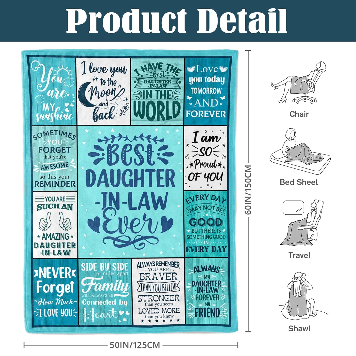 NIVAY Daughter in Law Birthday Gifts - Daughter in Law Gifts from Mother - Unique Birthday Gift for Daughter-in-Law from Dad - Future Gift for Best Daughter-in-Law Blanket Presents 50"x60"