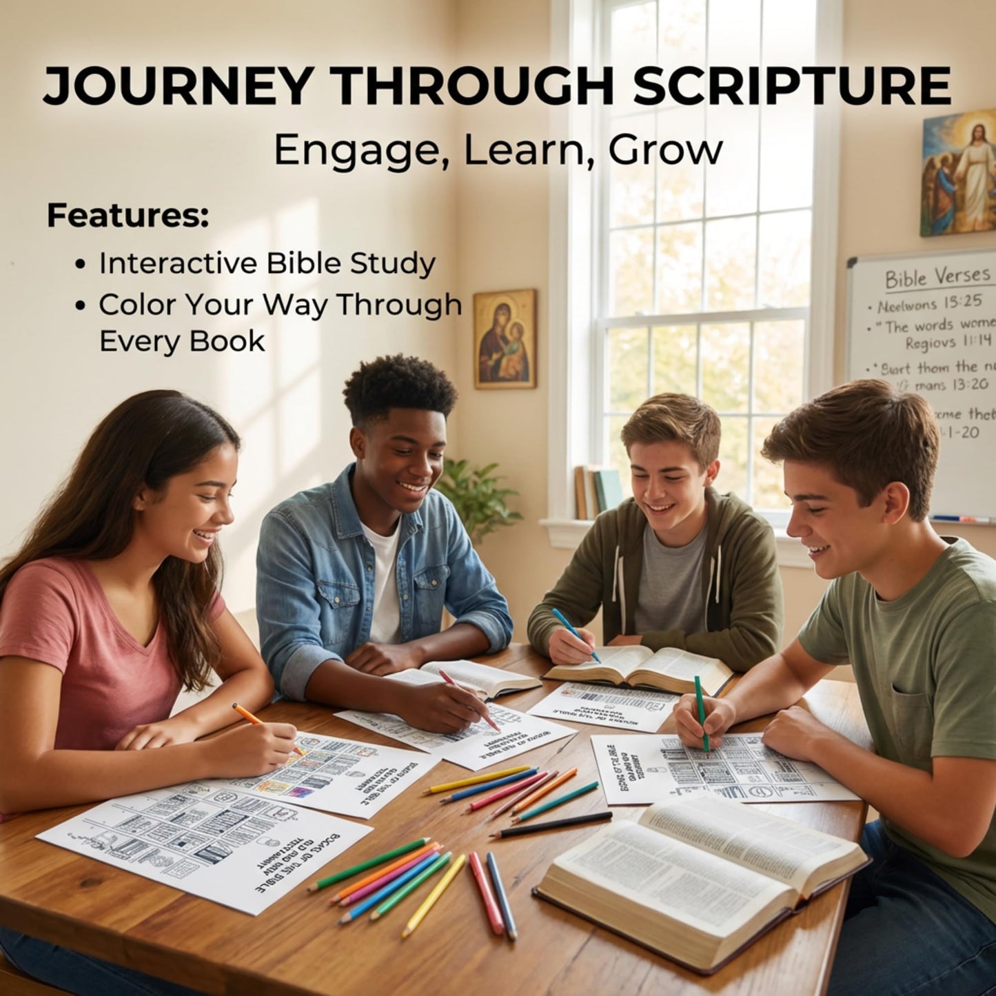 A Year of Bible Study Kit– 52-Week Scripture Reading Journal Set, Christian Devotional Planner for Women, Guided Faith Notebook (M (5.5 x 8.25 inch))