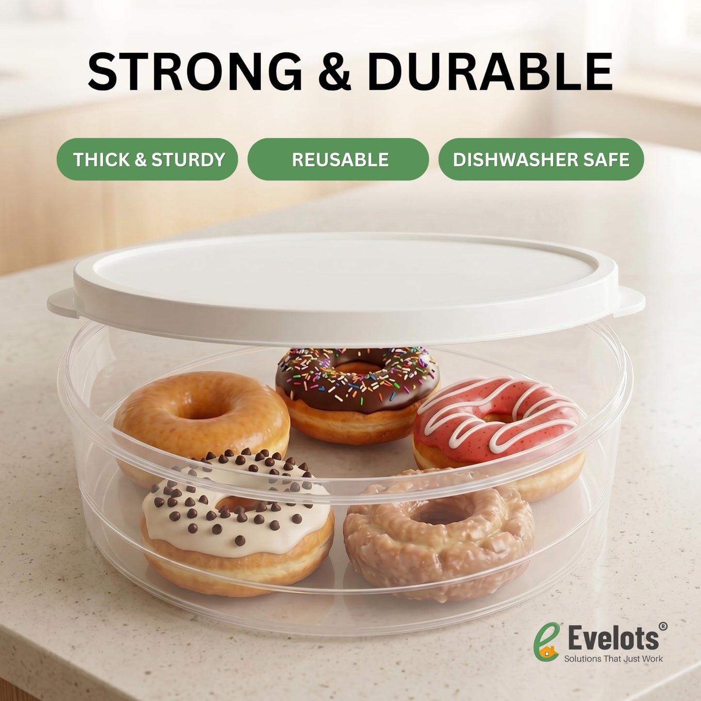 Evelots 2-Pack 10-Inch Airtight Food Storage Container with Lid - Portable Carrier for Pies, Cakes, Cupcakes & More - BPA-Free Clear Plastic - Secure & Easy Transport