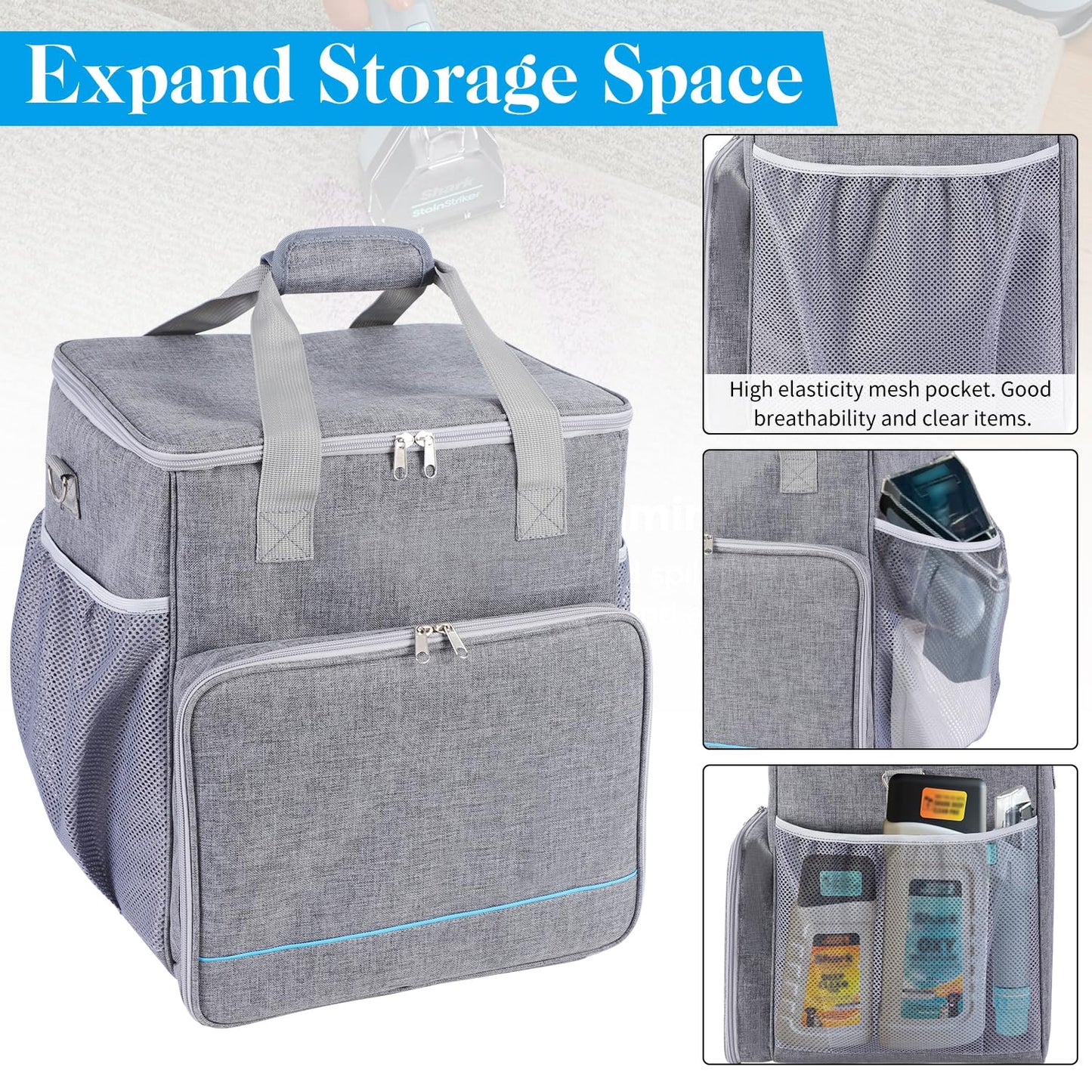 LOTCAIN Storage Bag Compatible with Shark StainStriker Carpet and Upholstery Cleaner Machine Portable Carrying Bag with Large Space Storage Bag for Carpet Cleaner,Soft Handle,Bag Only