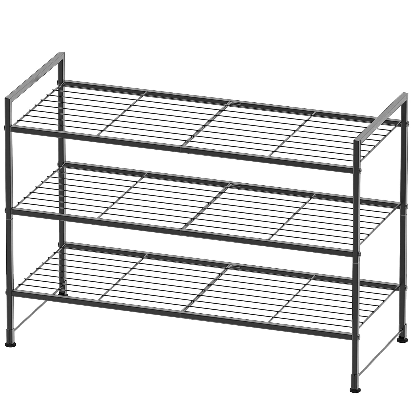 Simple Houseware 3-Tier Stackable Shoes Rack Storage Shelf, Black