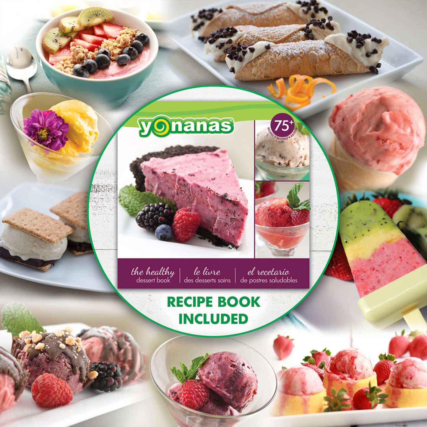 Yonanas 988BK Deluxe Vegan, Dairy-Free Frozen Fruit Soft Serve Maker, Includes 75 Recipes, 200 W, Black