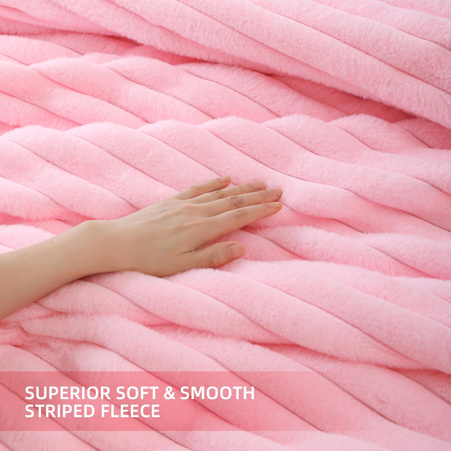 Smoofy Fluffy Queen Comforter Set 3 Pieces - Pink Fleece Fluffy Comforter Set, Luxury Fuzzy Queen Bedding Set, Soft Warm Bed Set All Season, Heavy Faux Fur Comforter with 2 Pillow Cases