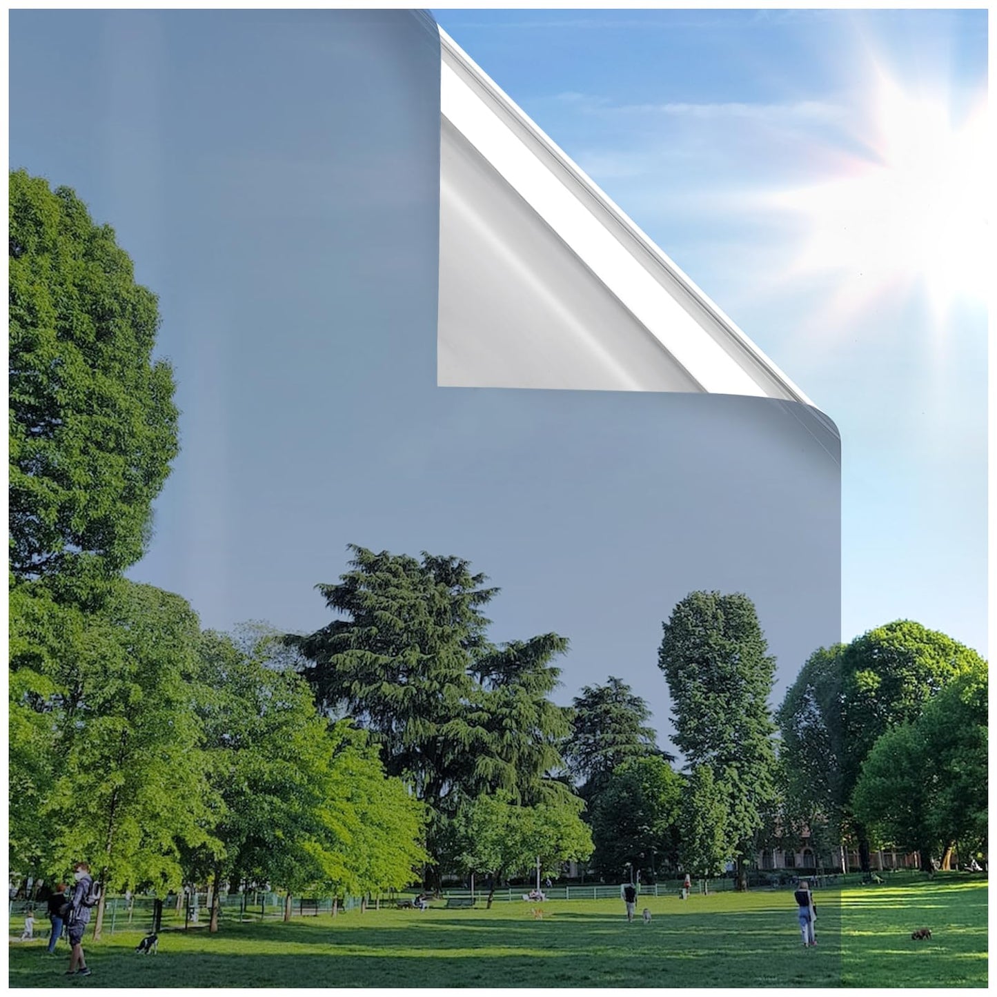 rabbitgoo Window Privacy Film One Way Window Tint for Home, Removable Reflective Heat Sun Blocking Anti UV Glass Door Covering, Mirror Tinting Film House Office, 29.5 in X 6.5 Feet, Silver