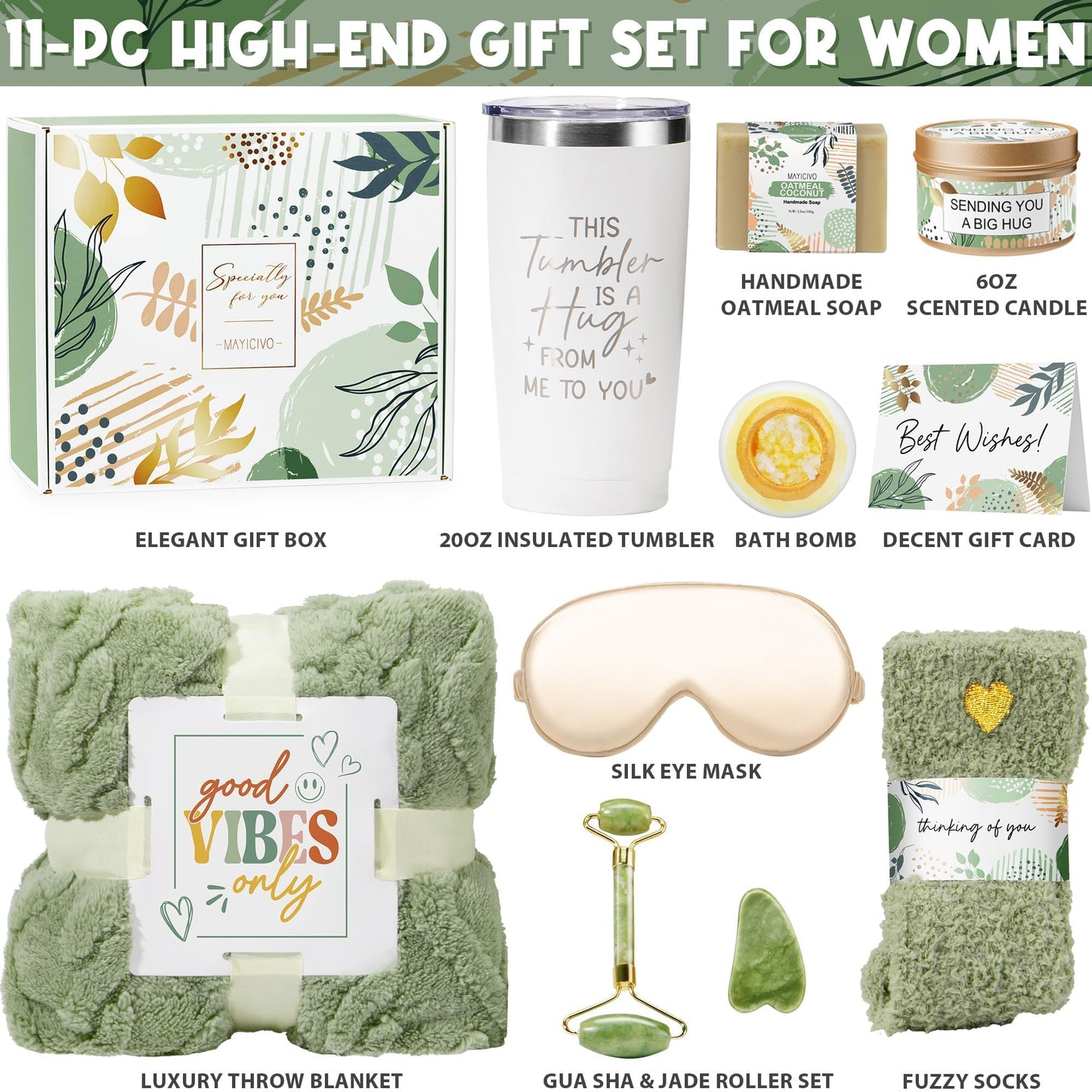 Self Care Get Well Soon Gift Baskets for Women, Birthday Gifts for Women Care Package Sympathy Thinking of You Relaxing Spa Gift Set, Christmas Unique Gifts for Mom Her Friends Wife Girlfriend Sister