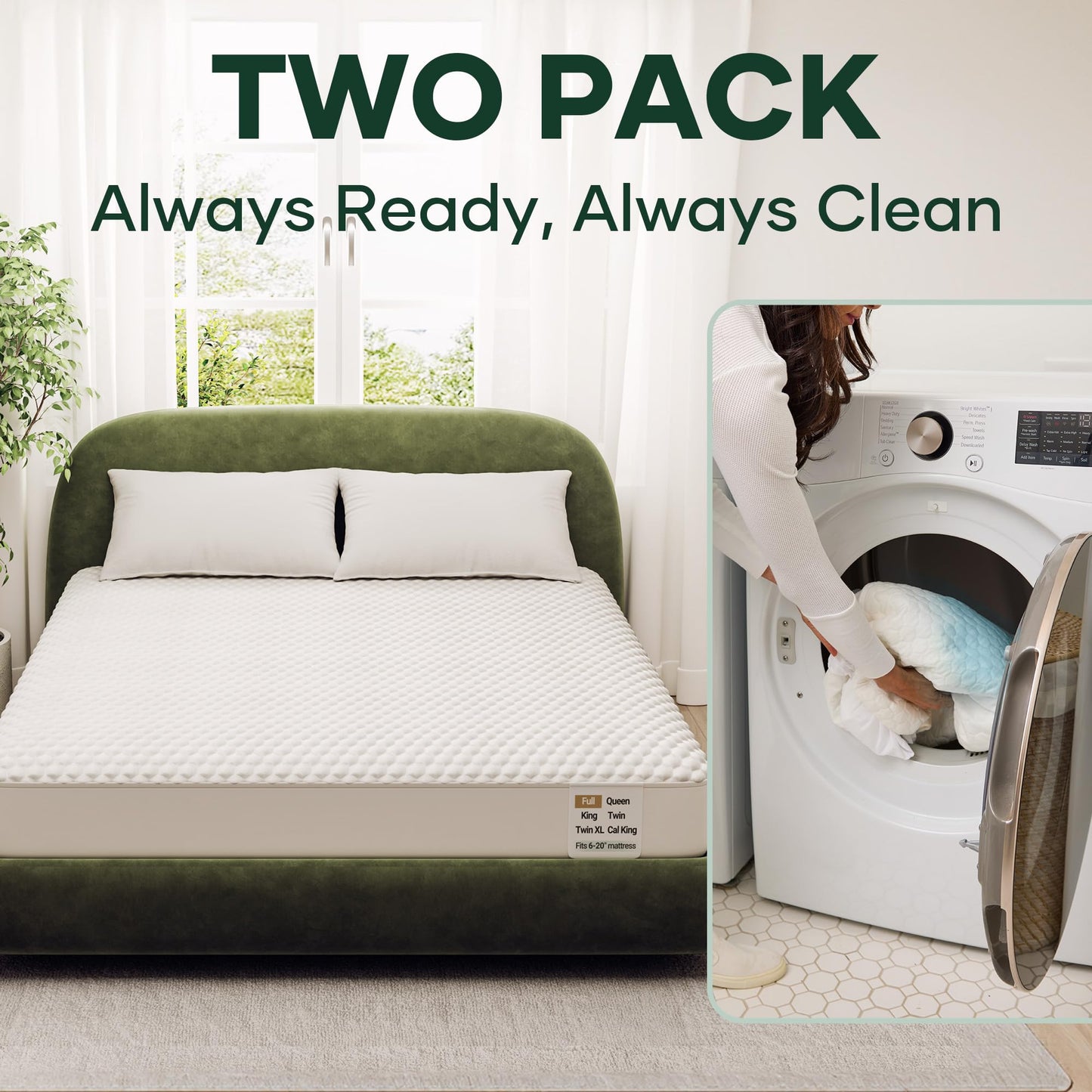 OhGeni 100% Waterproof Twin-2 Pack Mattress Protector, Fitted Sheet with Stretchable Pockets, Deep Sleep Noiseless Soft. Breathable Cooling Hypoallergenic Material, Bed Cover for Mattress