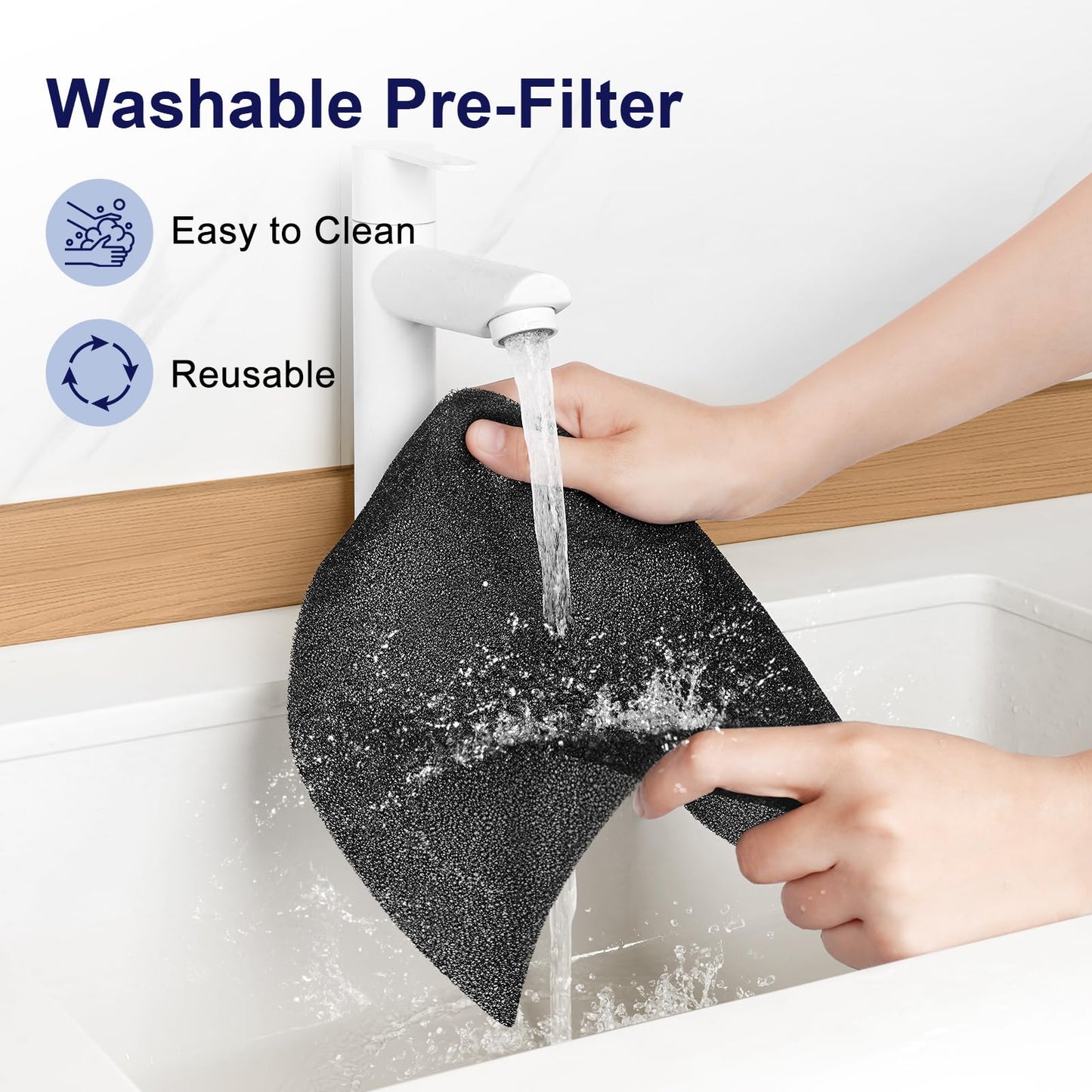 ToLife TZ-K2 Air Purifier Replacement Filter, 3-in-1 High-Efficiency Activated Carbon Filter, TZ-K2-A, 2 Pack