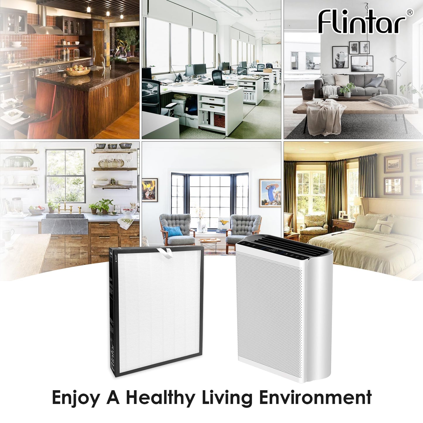 Flintar True HEPA Replacement Filter, Compatible with LEVOIT EverestAir Air Purifier, H13 Grade True HEPA + Activated Carbon Replacement filter, Part # LRF-E551-WUS, 1-Pack
