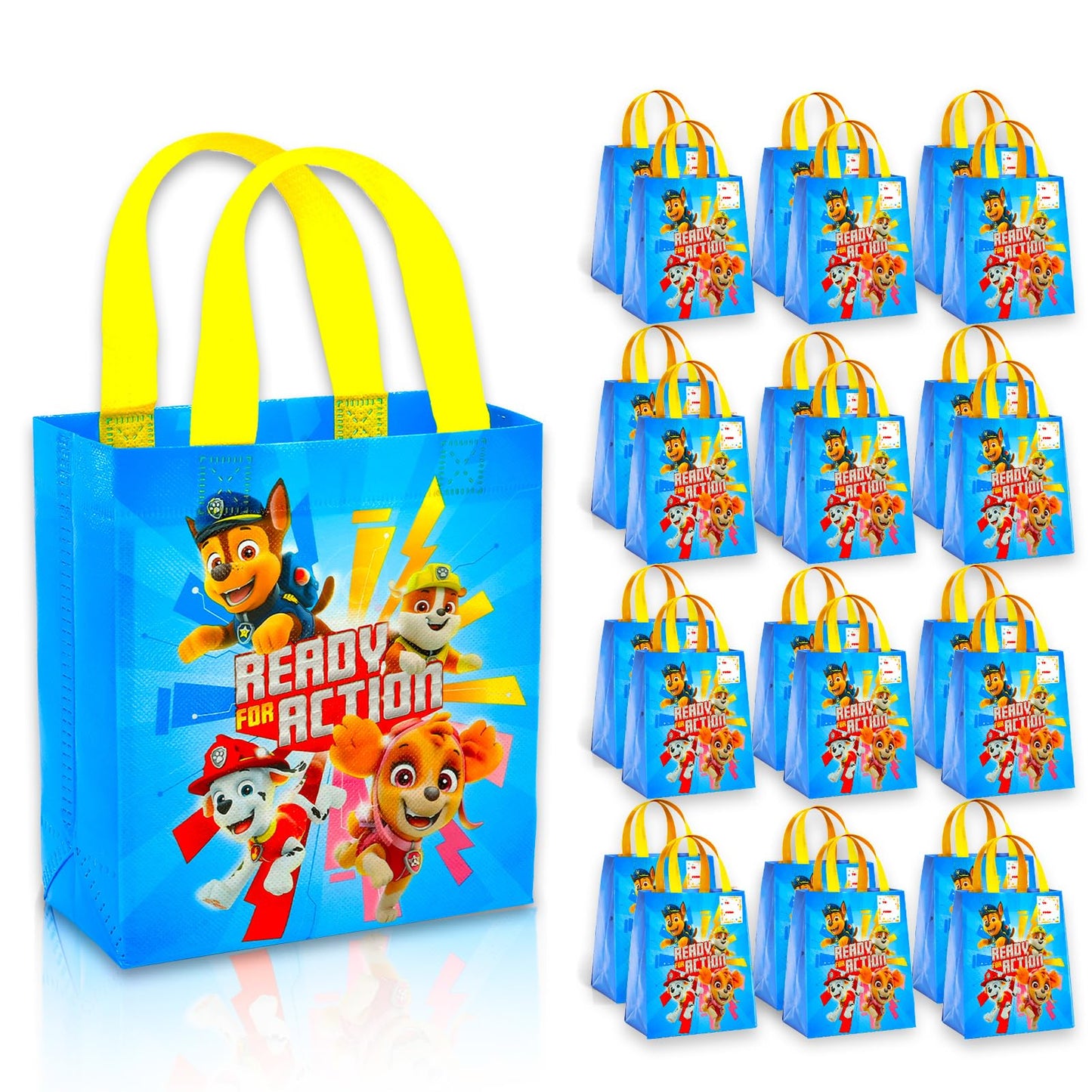 Paw Patrol Party Favor Bag Set – 24 Pack of 8" Party Goodie Bags, Bulk Reusable Mini Tote Bags | Chase, Marshall, Skye and Rubble Paw Patrol Birthday Supplies