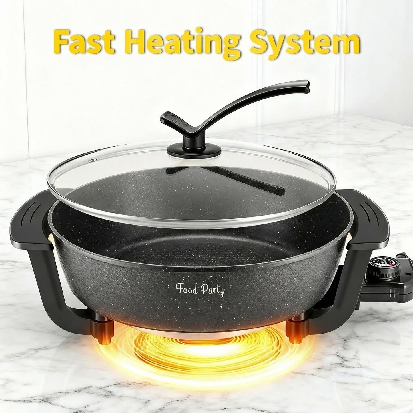 Food Party Hot Pot Electric Skillet 2 in 1 Hotpot Pot Electric Pot for Cooking 6L 110V 1100W Non-Stick PFOA FREE Shabu Shabu Pot