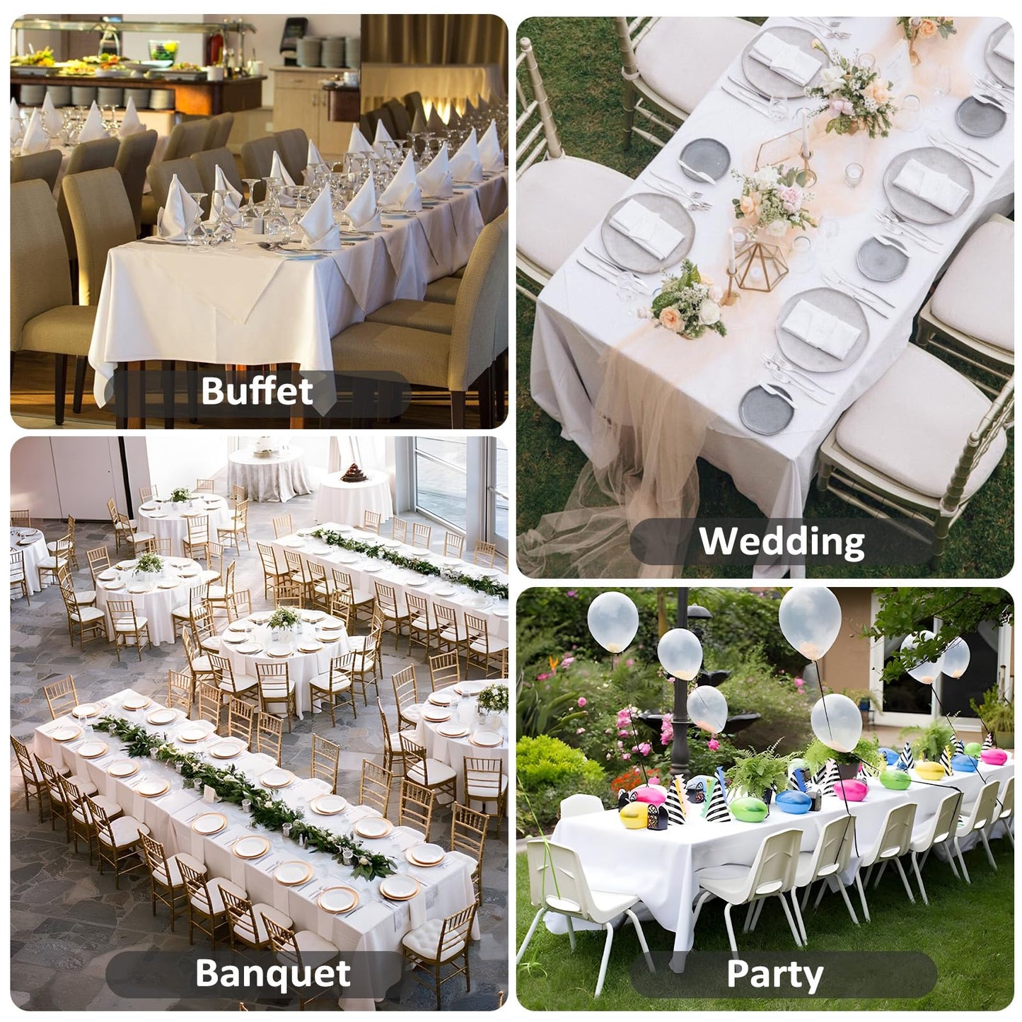 Heneger 8 Pack White Table Cloth 60 x 102 Inch Rectangular Tablecloths for 6 Foot Rectangle Tables, Wrinkle Resistant White Tablecloth Washable Polyester Fabric Table Covers for Party Wedding Banquet