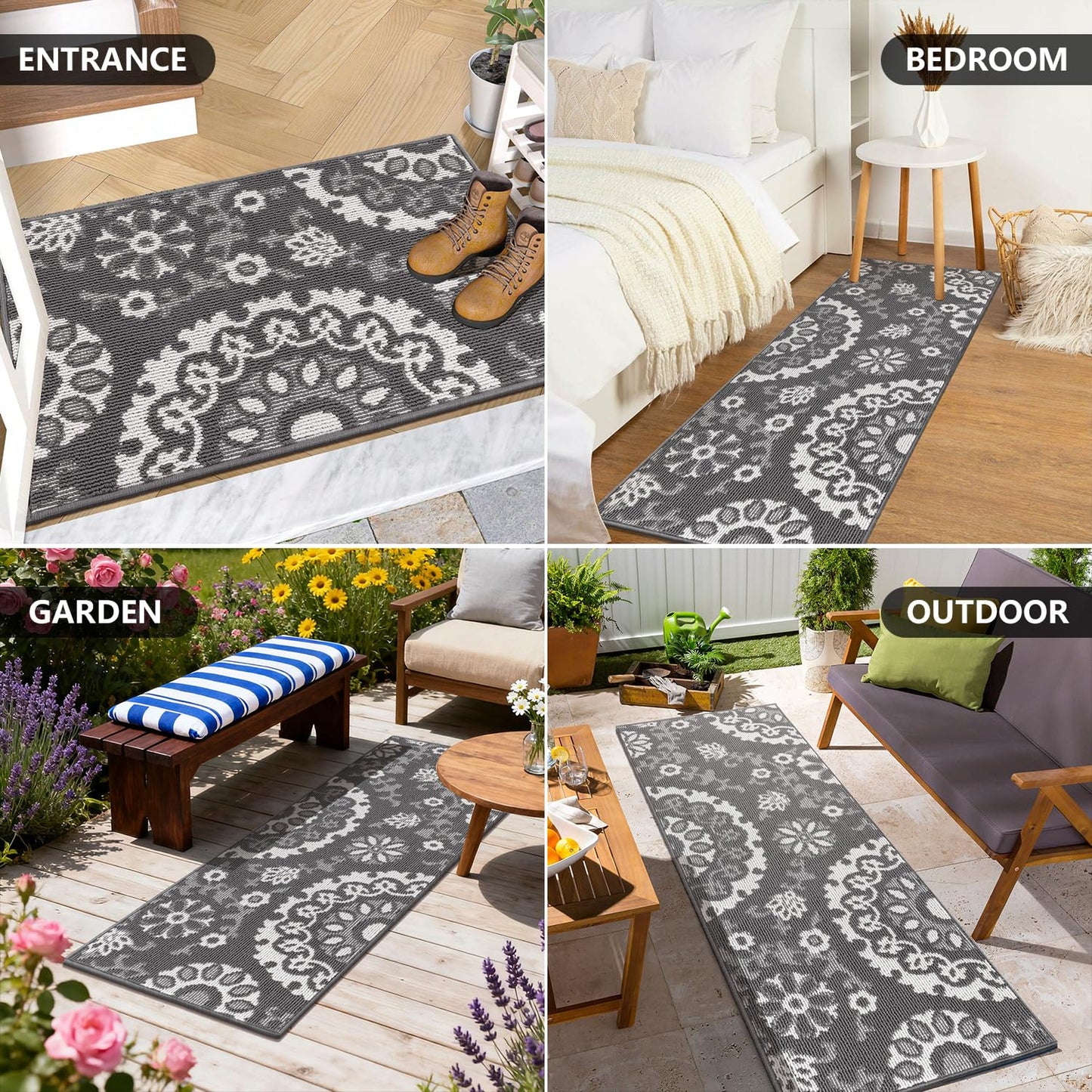 Yamaziot Washable Kitchen Rug Sets of 3, Non Slip Kitchen Mats for Floor, High-Low Textured Kitchen Runner Absorbent Stain Resistant Floor Carpet for Hallway, Laundry, Sink (Grey, 2x3+2x4+2x5ft)