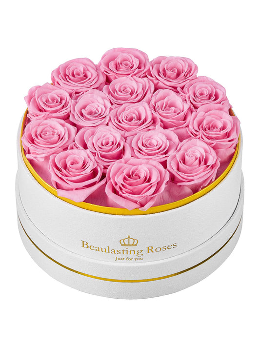 16 Preserved Roses Forever Flowers Real Roses in a Box Mother's Day Birthday Flowers for Her Mom Women Wife Valentine's Day, Pink Roses