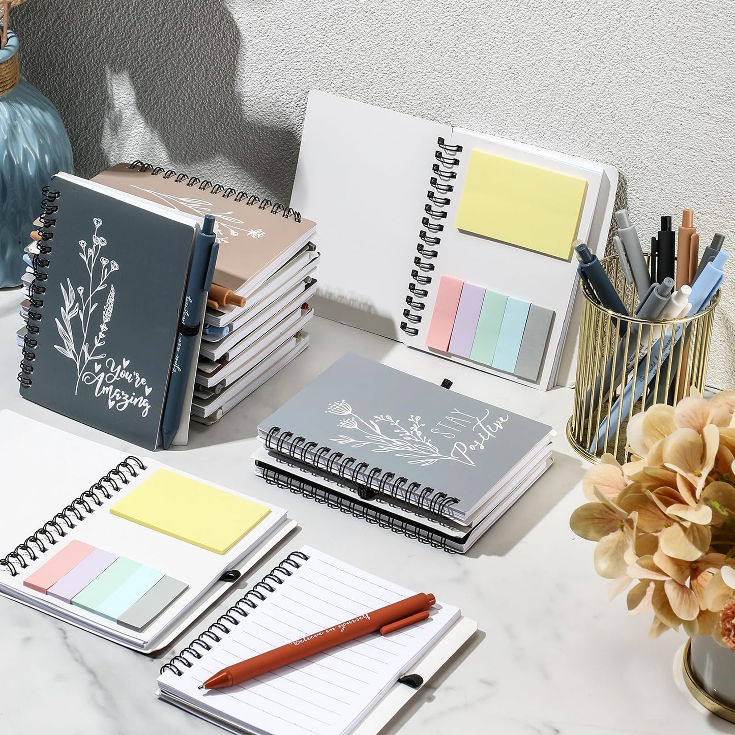 Tenceur 20 Set End of School Year Teacher Gift Inspirational Notebook Motivational Pen Bulk Small Pocket Journals Mini Notepad Employee Appreciation Gift for Coworker Office Staff Team (Classic Color)