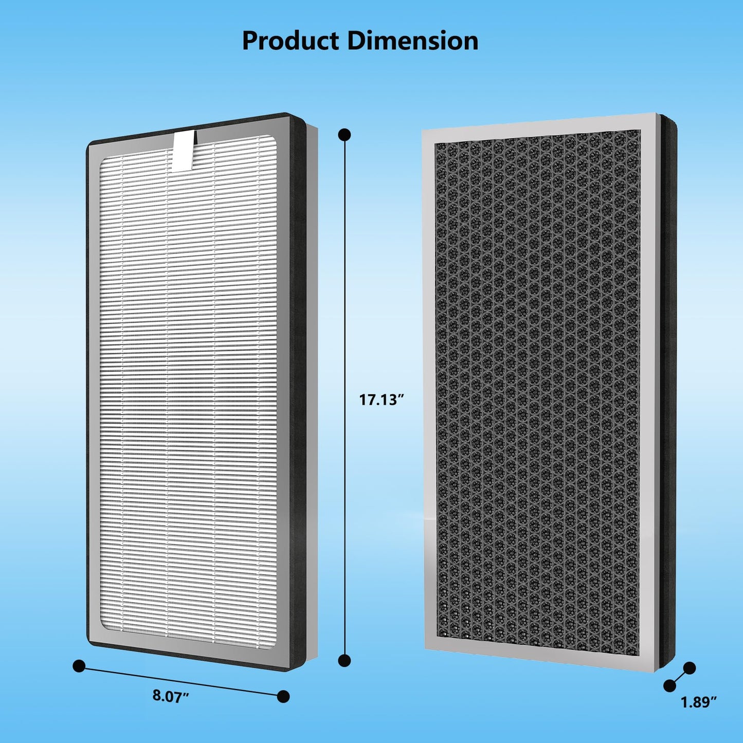 BesReyDa 40 Replacement Filter Compatible with MA Air Purifier 40 Series, 3-IN-1 True HEPA 13 Filtration, Fine Pre-Filter and Activated Carbon F ilter, 2 Pack