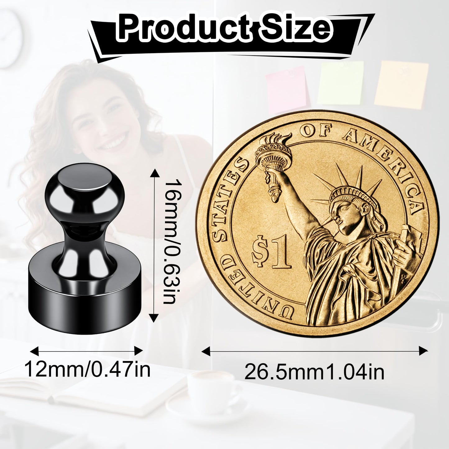 Tiergrade Metallic Magnets, Refrigerator Magnets, 60 Pack Black Magnetic Push Pins, Strong Fridge Magnets, Multi-use Whiteboard Magnets Perfect for Kitchen Office Classroom