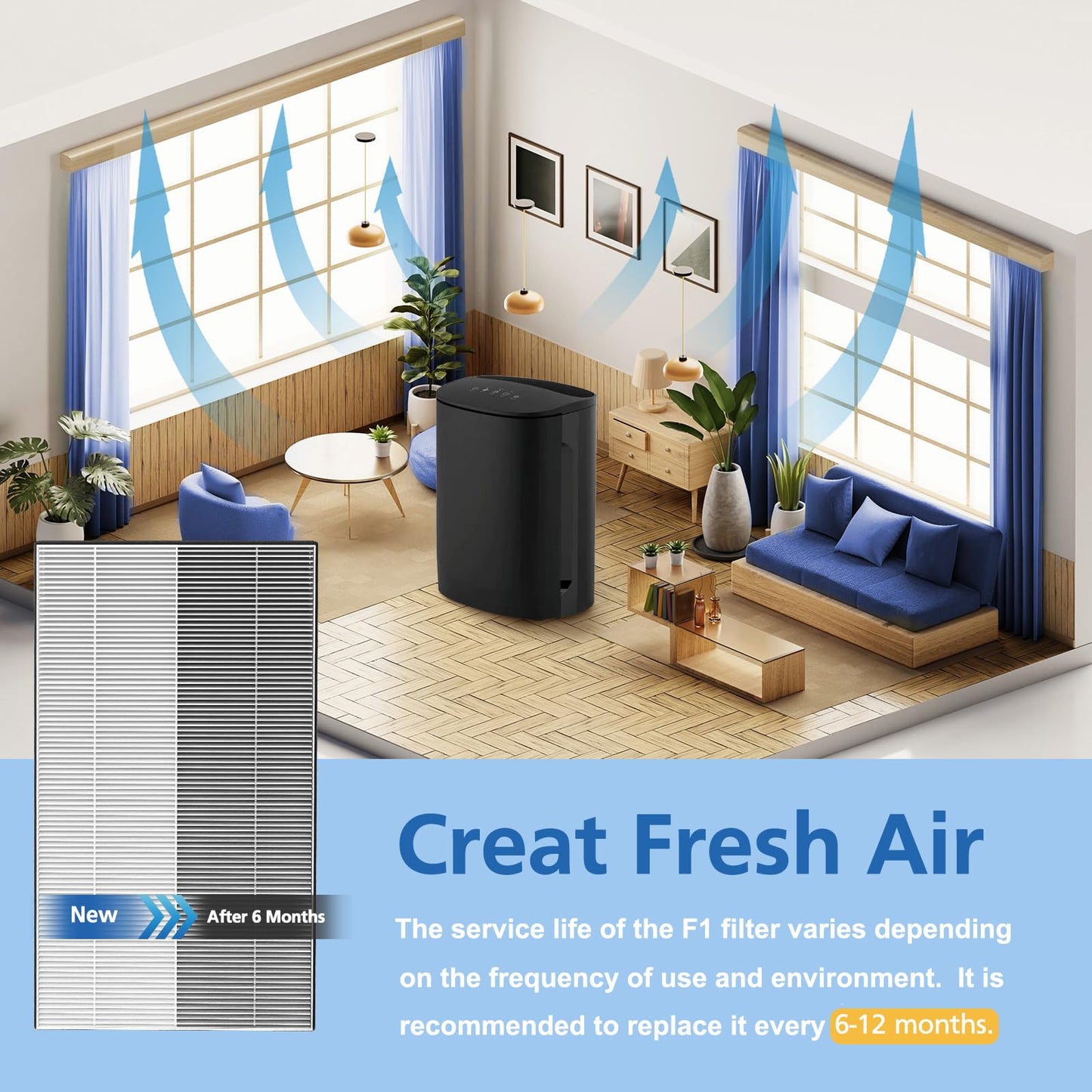 4 Pack F1 Replacement Filters, Compatible with 3M Filtrete Air Purifier Models FAP-C01-F1,FAP-T02-F1, FAP-C01BA-G1, FAP-T02WA-G1, FAP-ST02W and FAP-ST02N – NOT for F2 or A2 Models
