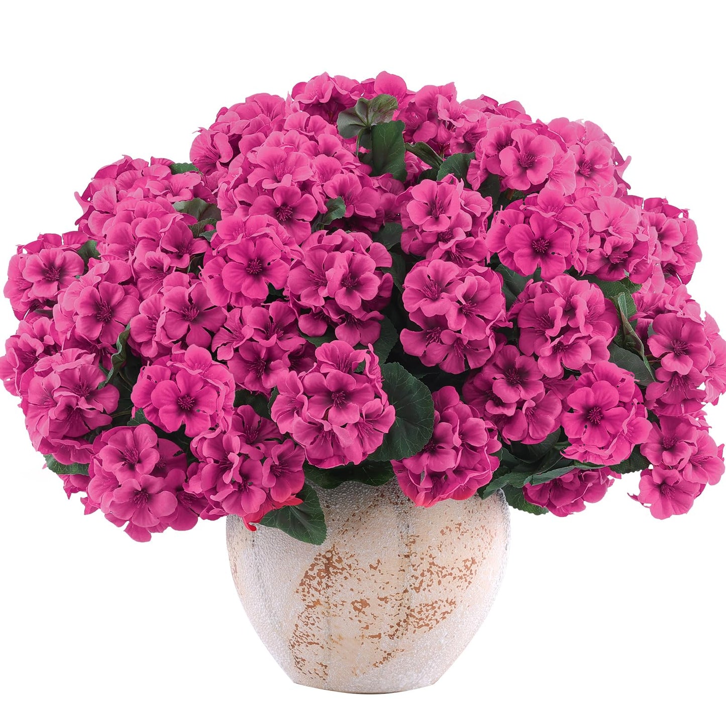 Hananona Artificial Geranium Flowers for Outdoors Geranium Silk Flowers Outdoor UV Resistant Garden Plants Faux Flowers for Home Kitchen Table Centerpieces Decor (12, Rose Red)