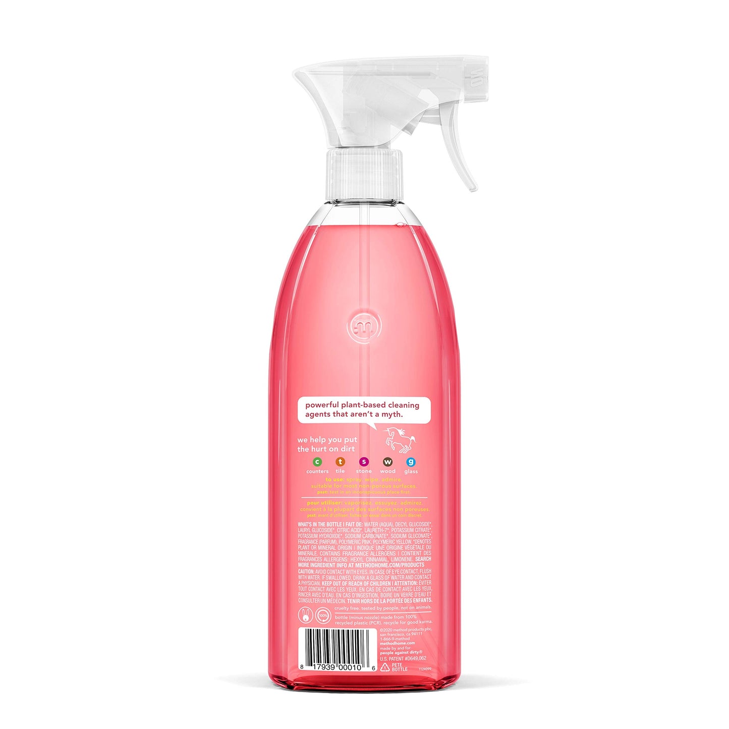 Method All-Purpose Cleaner Spray, Pink Grapefruit, Perfect for Most Counters, Tiles, Stone, and More, 28 oz Spray Bottles, (Pack of 8)
