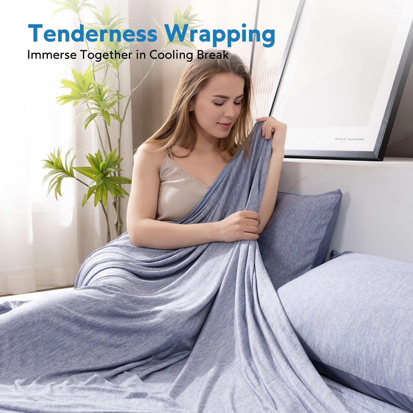 HOMFINE Cooling Blankets for Hot Sleepers - Summer Blanket Thin Lightweight Breathable Soft Double Side Enhanced Cooling for Bed Couch Sofa, Keep Cool for Night Sweats (Blue, 60 x 80 inches)