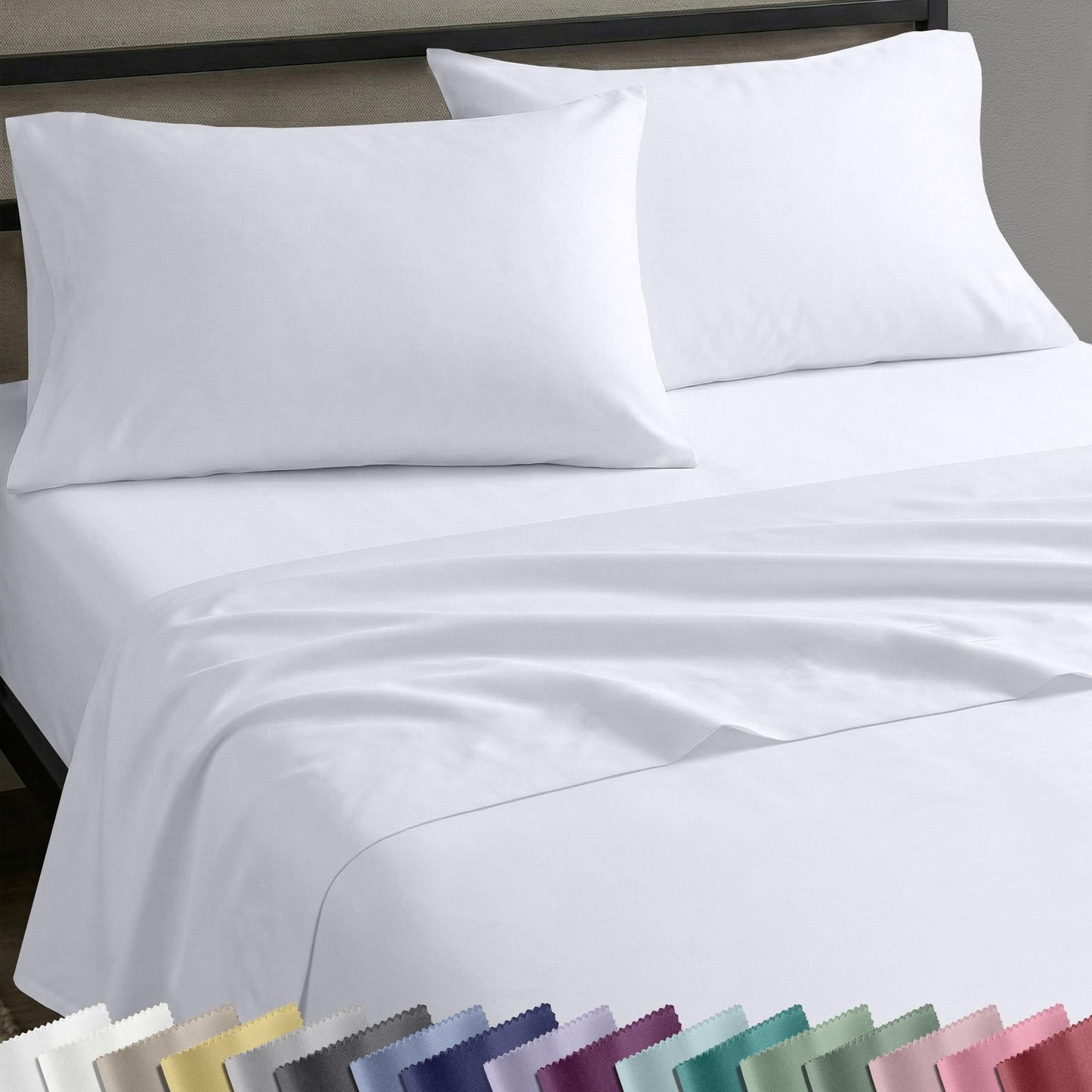 California Design Den King Size Sheets Set - Natural 100% Cotton Sheets King Size with Deep Pockets, Soft Sateen Weave, Breathable and Durable Bedding Set (White)
