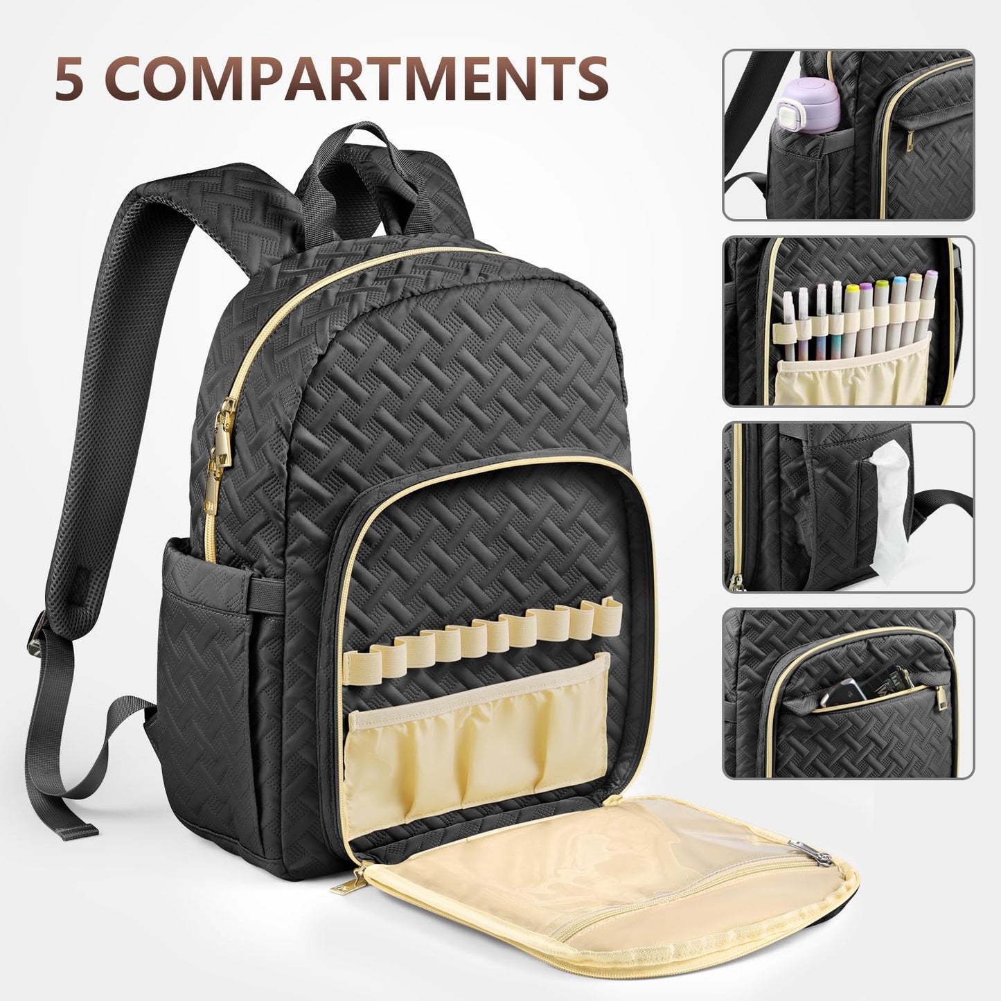 FOREGOER Bible Bags for Women, Bible Cover Case, Large Bible Backpack,Bible Accessories,Christian Gift (Black)