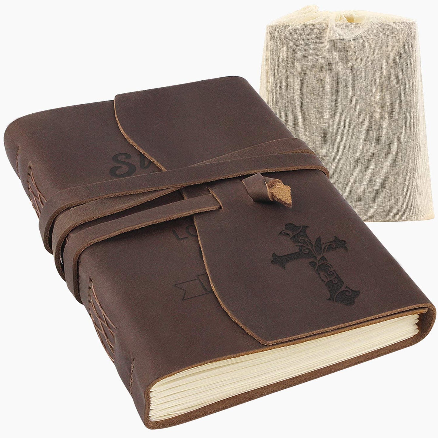 kullder Personalized Leather Journal for Christian Joshua 1:9 Engraved Bible Inscription Notebook 5×7IN Sketchbook Travel Diary Personalized Rustic Christian Gifts for Men&Women Monogrammed Journals