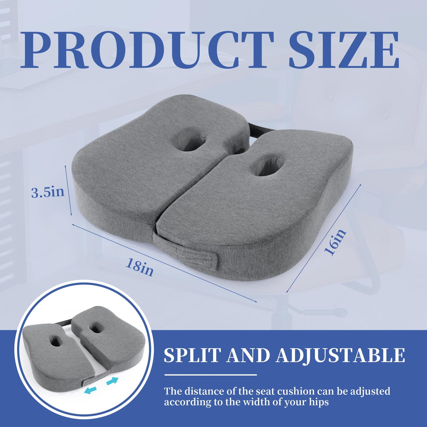 BALAPET Foldable Sit Bone Seat Cushion for Pressure Relief, Memory Foam Comfort Ischial Tuberosity Seat Pillow for Hip, Butt, Hamstrings, and Sciatica Pain Relief, Breathable &Machine Wash Cover