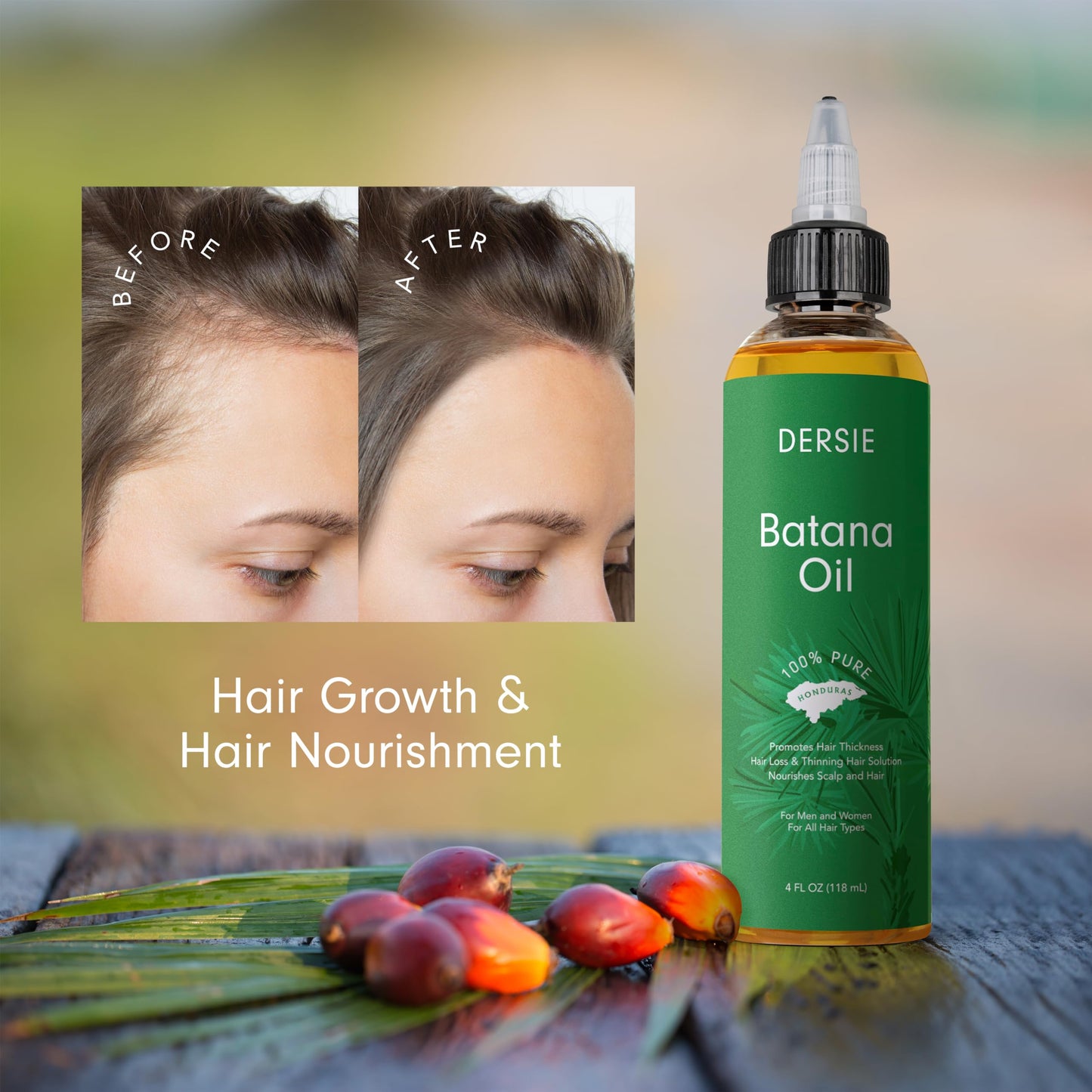 (Pack of 2) Batana Oil for Hair Growth: Dr Sebi Organic Raw Batana Oil from Honduras - 100% Pure & Natural - For Thicker & Stronger Hair - 4 FL OZ Per Bottle