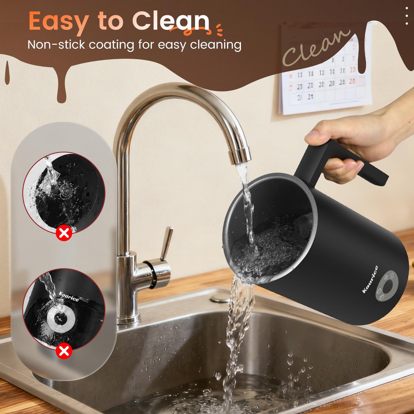 Kourice 4-in-1 Electric Milk Frother & Steamer – Automatic Frother Machine, Barista-Style Hot & Cold Foam for Lattes, Cappuccinos, Iced Coffee, Quiet, One-Touch, Easy to Clean