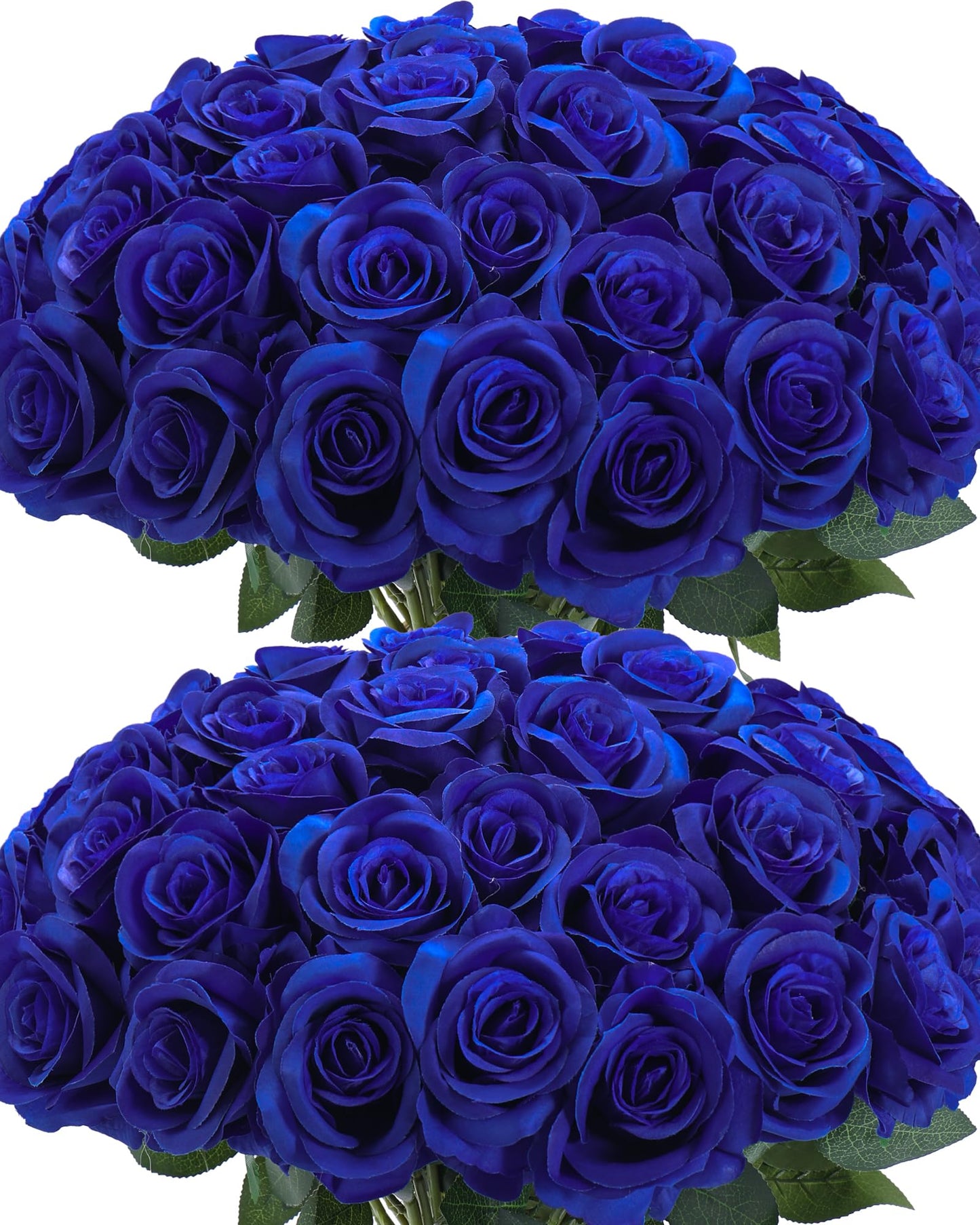 Lcuasc 50pcs Artificial Roses Flowers in Bulk,Realistic Silk Fake Rose with Long Stem for Wedding Centerpieces Bouquet Party Floral Arrangement Home Decoration(Royal Blue)