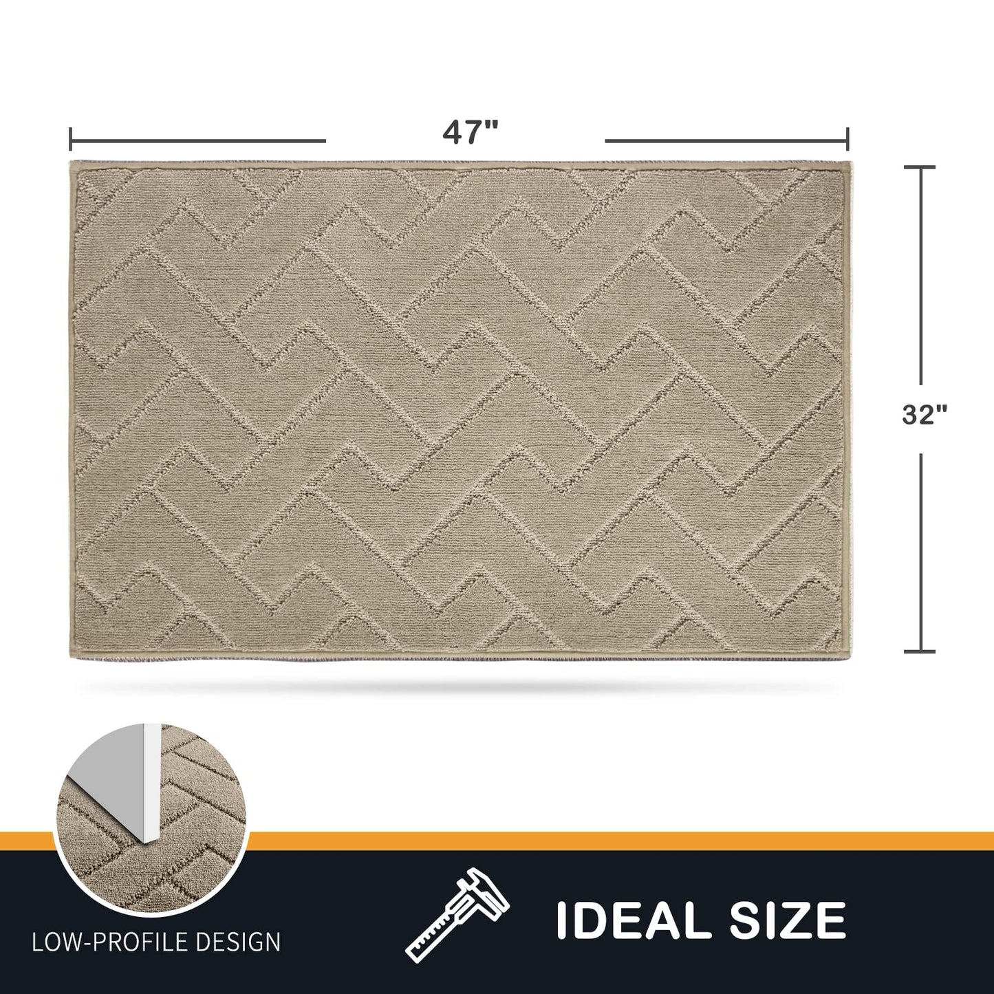 PURRUGS Dirt Trapping Door Mat 32" x 47", Non-Slip Machine Washable Entry Rug, Dog Doormat, Indoor Front Door Mat, Super Absorbent Entryway Rug for Muddy Shoes & Paws, Taupe