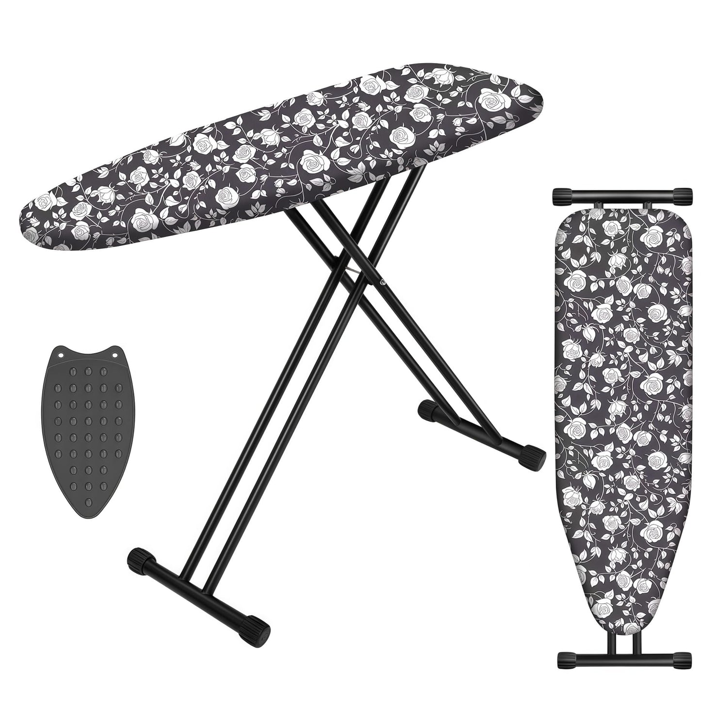 HLILBTE Ironing Board, Compact Ironing Board 13x43 Ironing Area with Extra Thick Height Adjustable Ironing Boards, Stable Structure, Easy to Fold,Silicone Iron pad