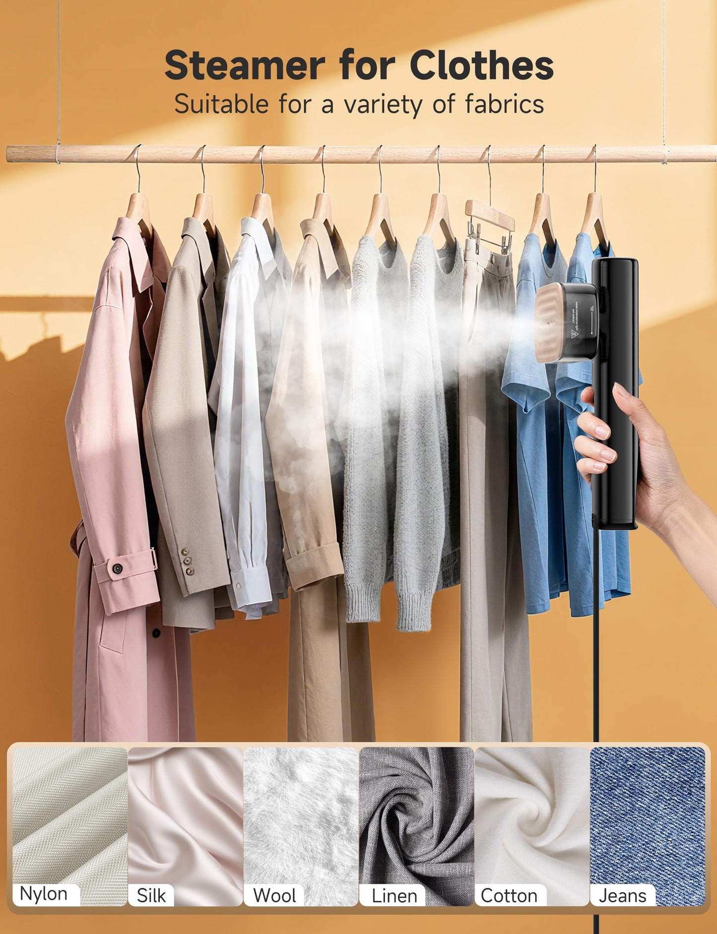 Sundu Steamer for Clothes,1200W Powerful Portable Steamer Iron,15s Fast Heat-up,100ml Tank,20 Min Continuous Steam, Wrinkle Remover for Travel, Home, Office(Serene Black)