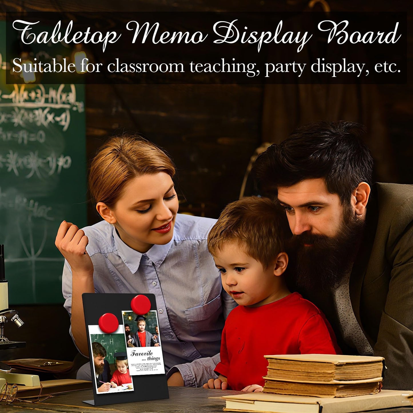 Fainne 2 Pcs Magnetic Bulletin Board with Easel Stand Mini Magnet Metal Tabletop Memo Display Board for Back to School Menu Table Office Supplies (Black,17 x 11 Inches)