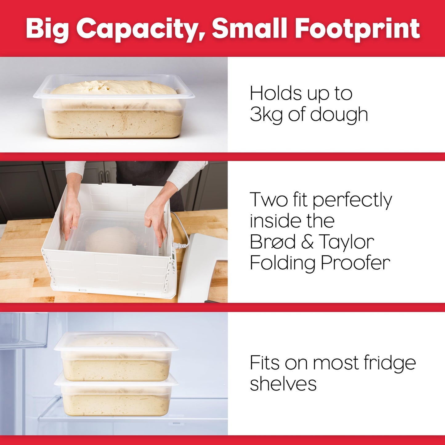 Brod & Taylor Proofing Container With 6L Capacity, Fits Up to 3000 Grams of Dough – Dough Rising Box for Bread, Sourdough & Pizza (Dishwasher Safe, BPA-Free)